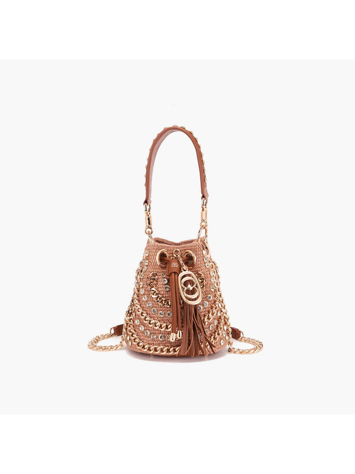 LA CARRIE Borsa Donna MIRROR SMALL BUCKET RAPHIA +SYNT. 151C-ES-100 RSY/CUO Marrone gioboutiqueweb