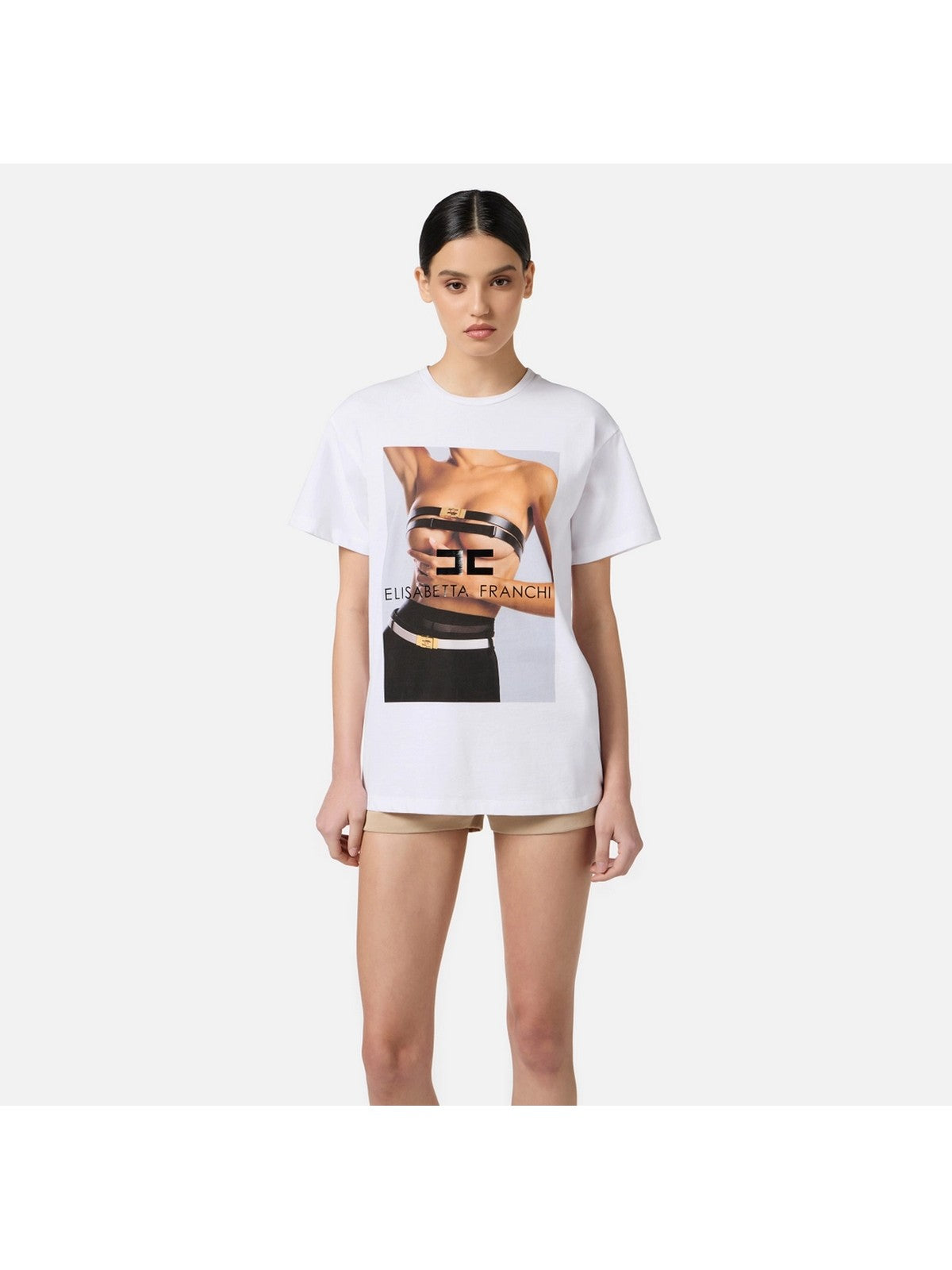 ELISABETTA FRANCHI T-shirt Donna MA02456E2 270 GESSO gioboutiqueweb