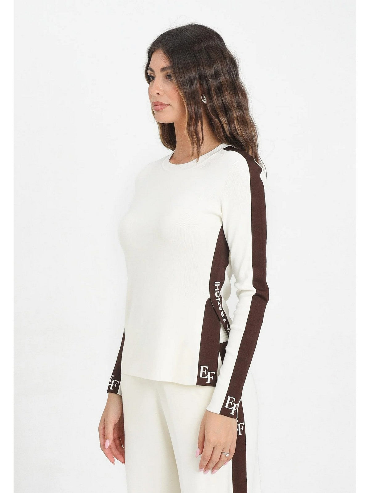 ELISABETTA FRANCHI Maglia Donna MK03S56E2 EG2 MILK/COFFEE gioboutiqueweb