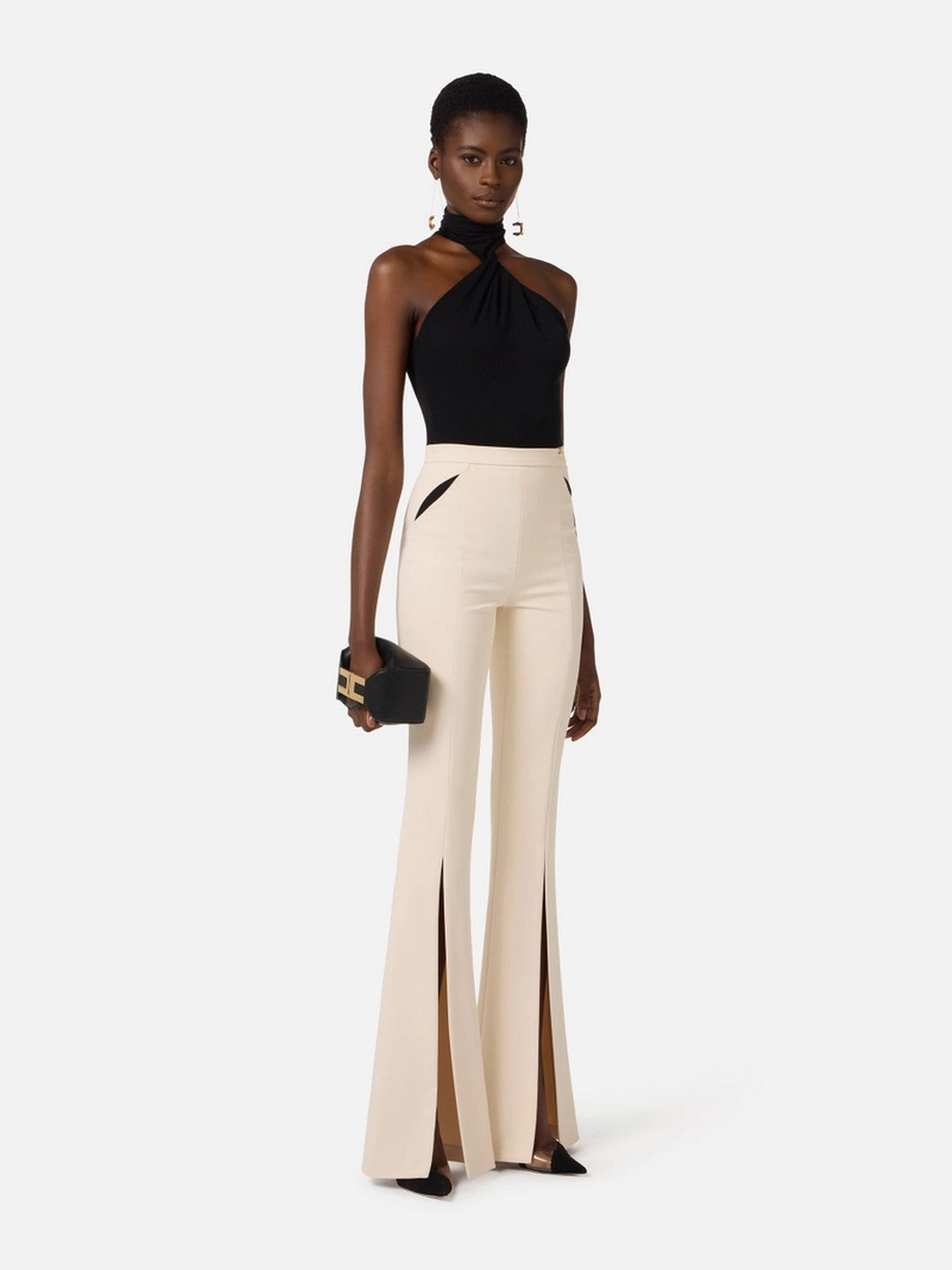 ELISABETTA FRANCHI Pantalone Donna PA15961E2 E84 BURRO/NERO gioboutiqueweb
