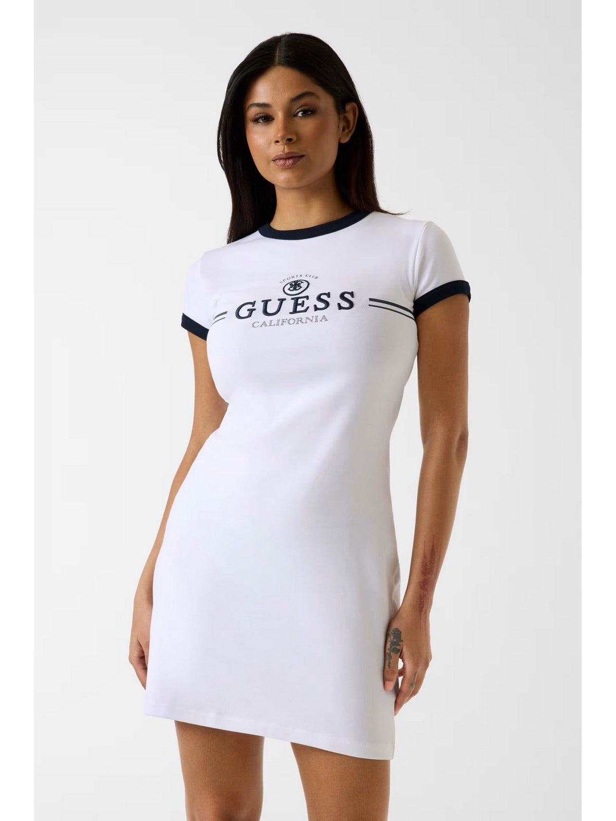 GUESS SPORT Abito Donna MILA SS SHORT DRESS V6GK05 K2988 G011 PURE WHITE