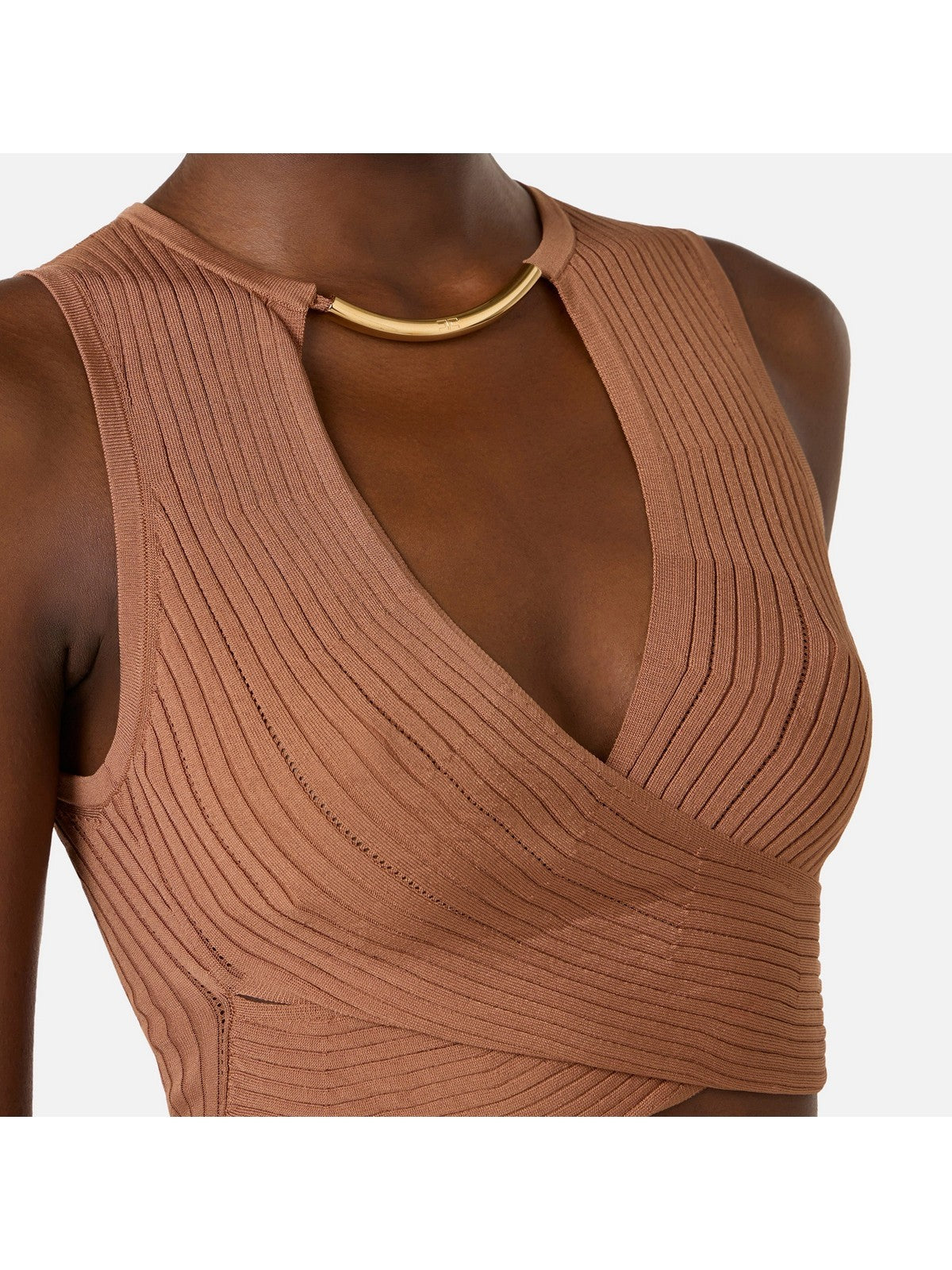 ELISABETTA FRANCHI Top Donna TK76S61E2 600 CUOIO gioboutiqueweb