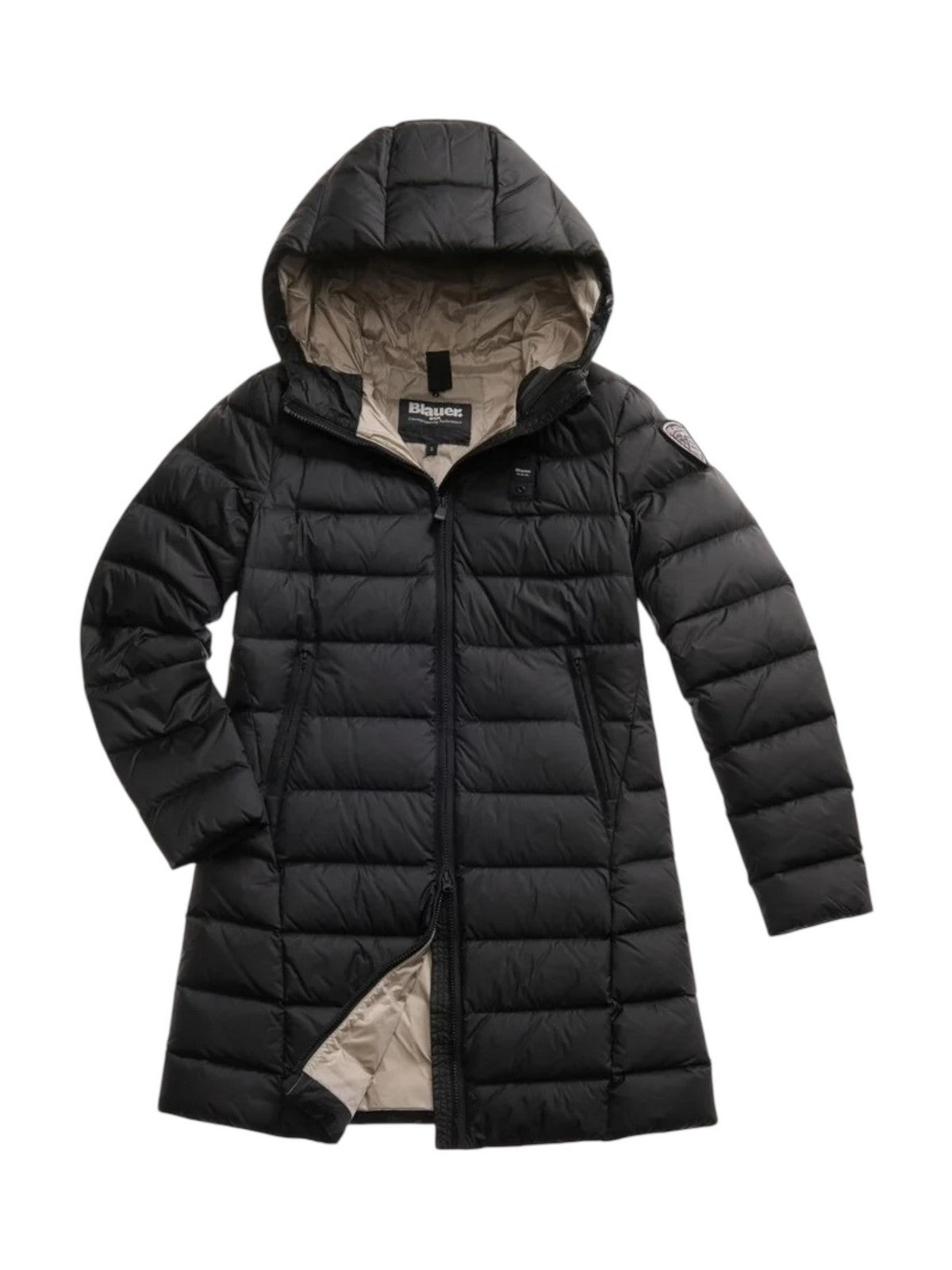 BLAUER Piumino Donna AGNES 25WBLDK03102 006047 999EI NERO interno BEIGE 301 gioboutiqueweb