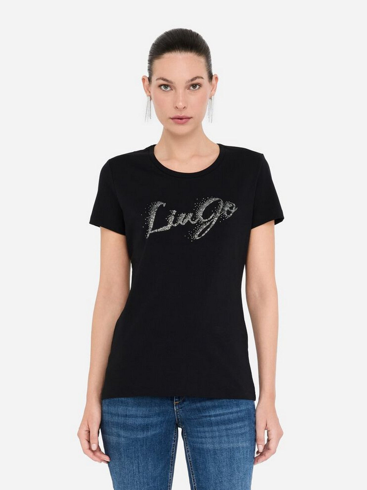 LIU JO BLUE DENIM T-shirt Donna UF5266JS904 P9004 Nero fad.LiuJo silve
