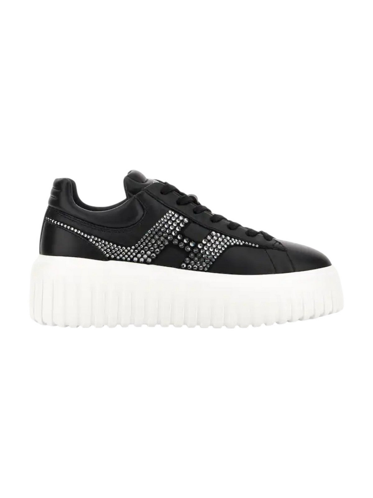 HOGAN Sneaker Donna H-STRIPES ALLACCIATO H STRASS HXW6450FO60U48B999 Nero gioboutiqueweb