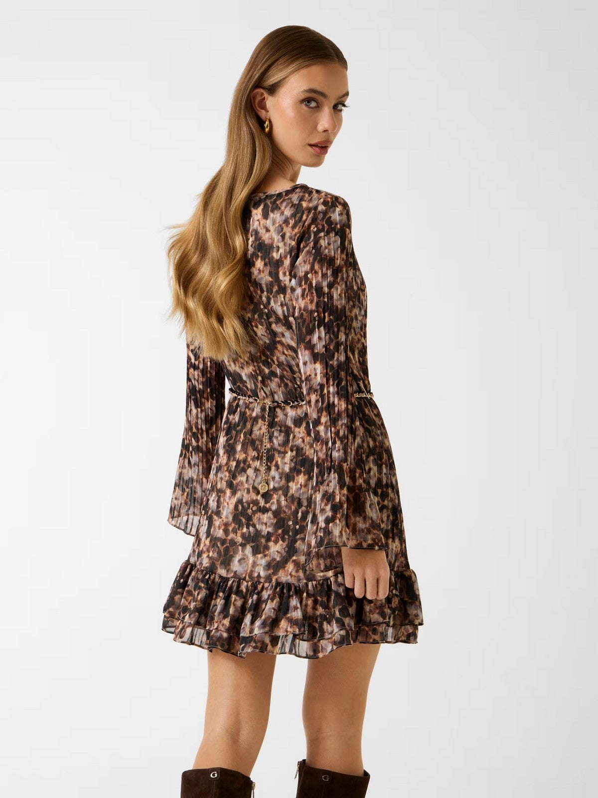 GUESS Abito Donna LS ILENIA PLEAT DRESS W6RK37 WJ712 PM66 SAFARI BLOOM PRINT gioboutiqueweb