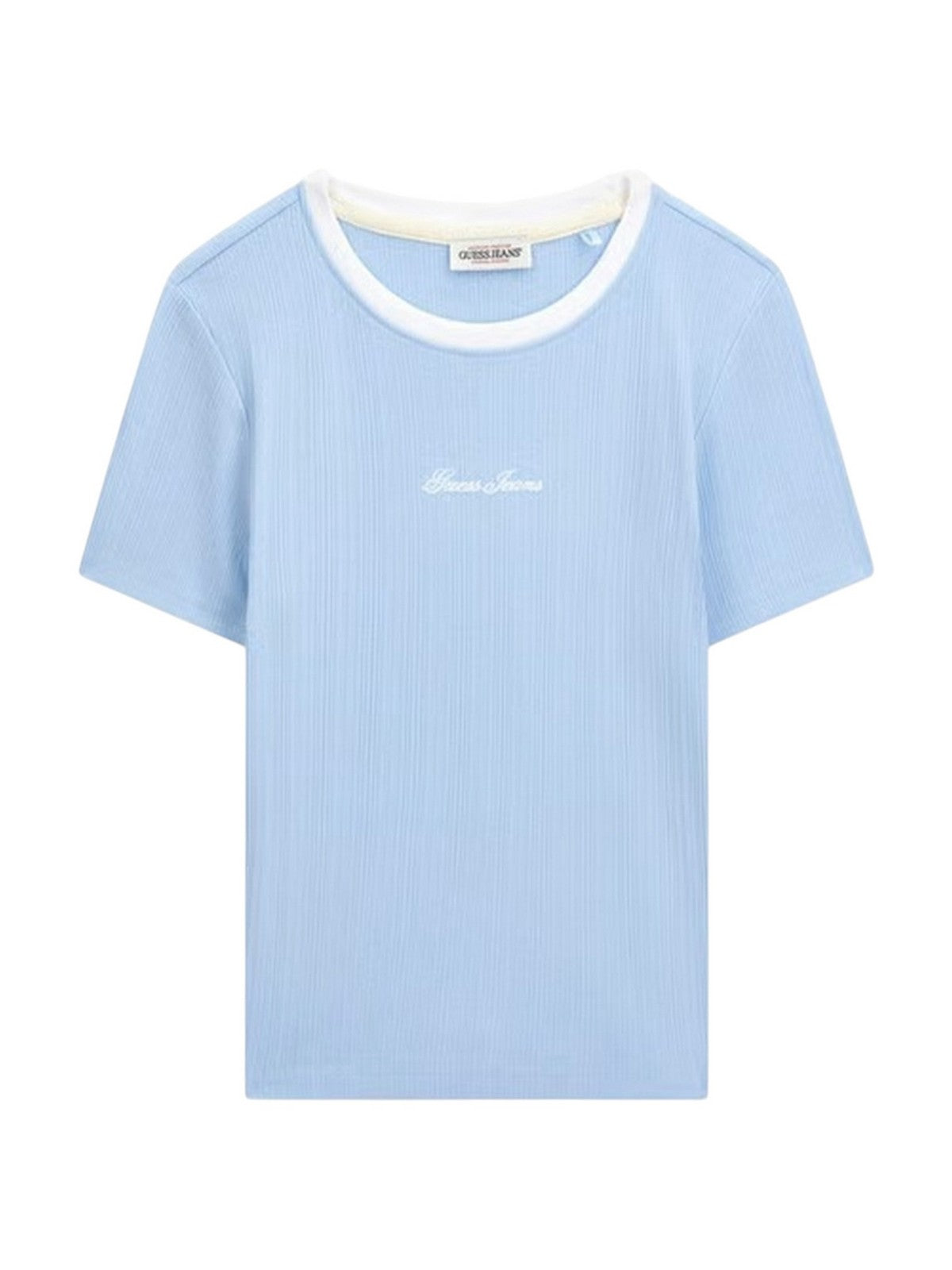GUESS T-shirt Donna GJ SL CN EMBRO RINGER TEE W6GPA9 KF641 G7K2 FOG BLUE