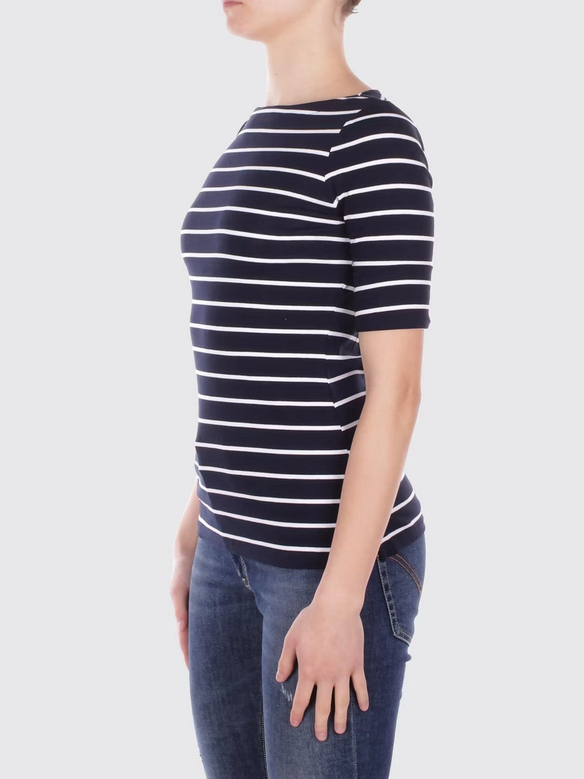 LAUREN RALPH LAUREN T-shirt Donna JUDY-ELBOW SLEEVE-KNIT 200701085 002 LAUREN NAVY/WHITE