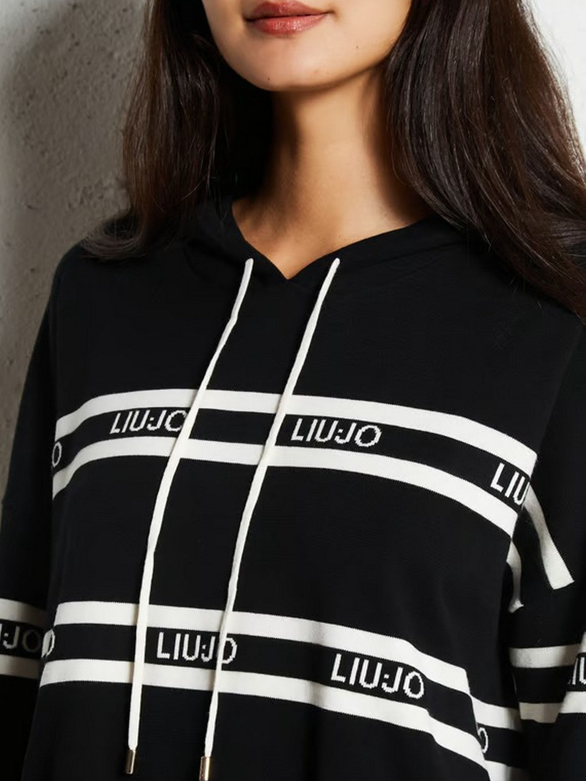 LIU JO SPORT Felpa Donna TF5216MS63L 03N66 Nero/bianco latte