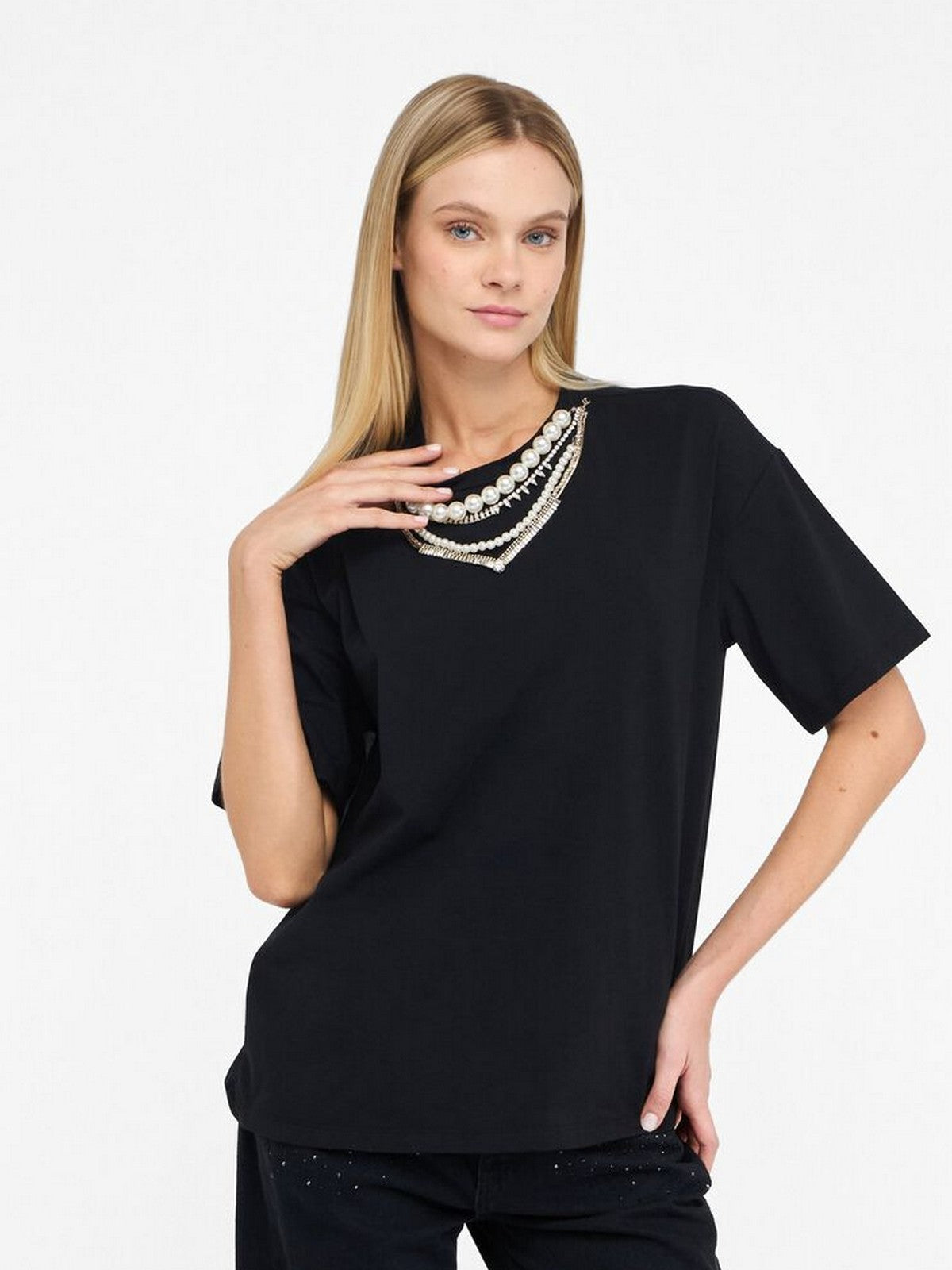 LIU JO BLACK T-shirt Donna CF5063J0088 22222 Nero gioboutiqueweb