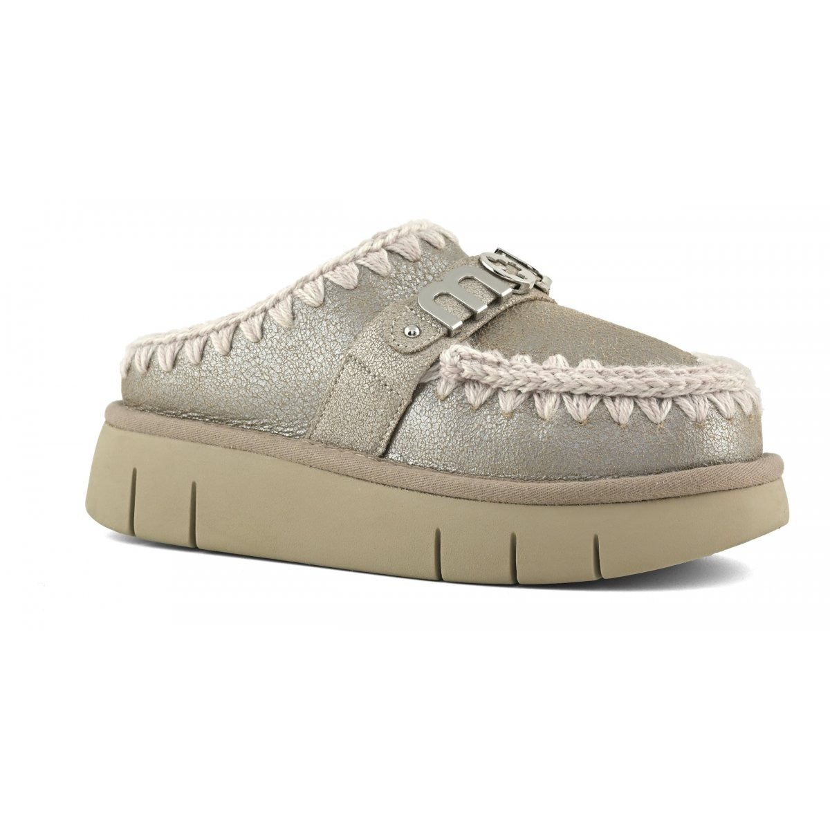 MOU Ciabatta Donna Bounce clog special leather - MU.FW531001B STME Stone Metalic gioboutiqueweb
