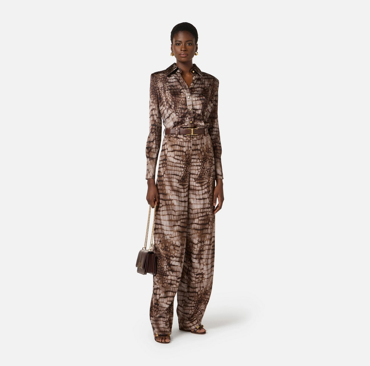ELISABETTA FRANCHI Pantalone Donna PA16261E2 644 CACAO gioboutiqueweb