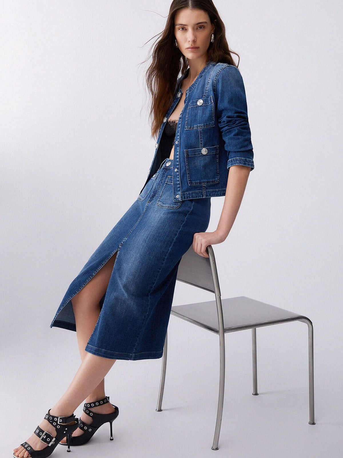 LIU JO BLUE DENIM Gonna Donna UA6259D0275 78988 Den.Blue dk.buttons gioboutiqueweb
