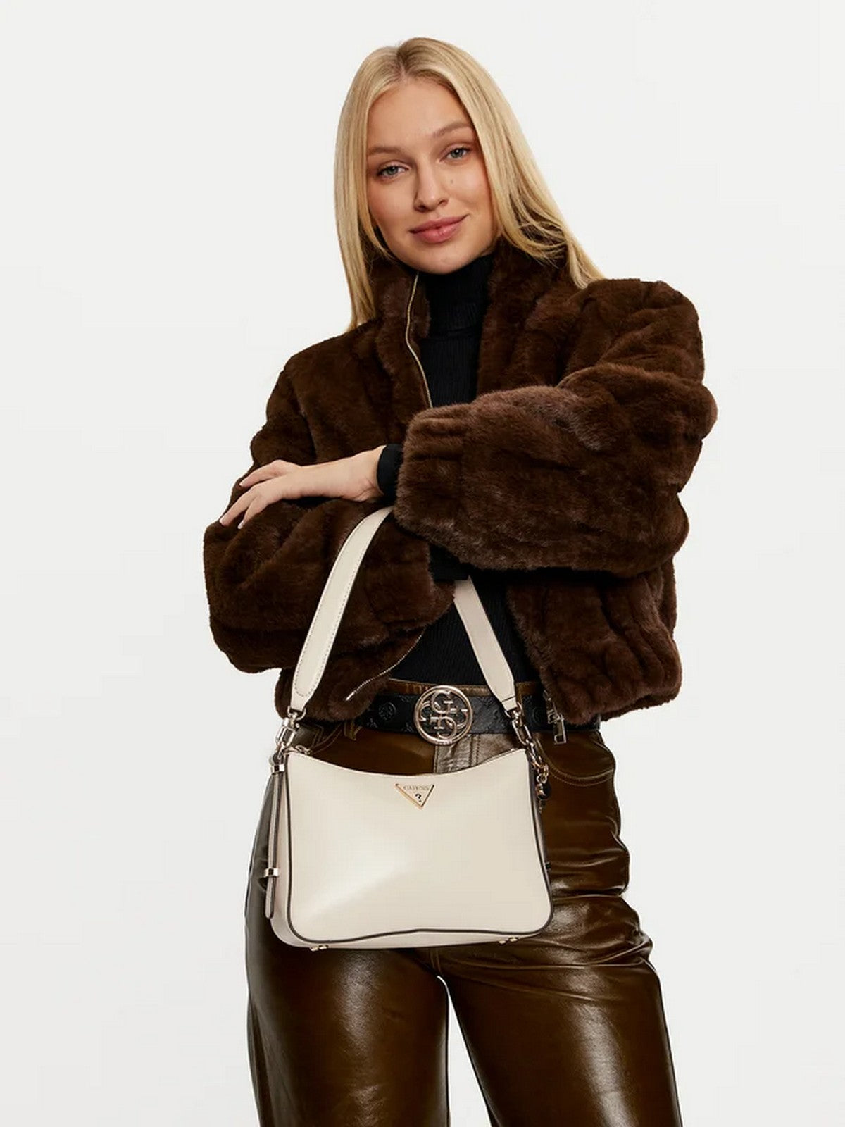 GUESS Borsa Donna DARYNA TOP ZIP SHOULDER BAG HWVG94 93180 BON Beige gioboutiqueweb