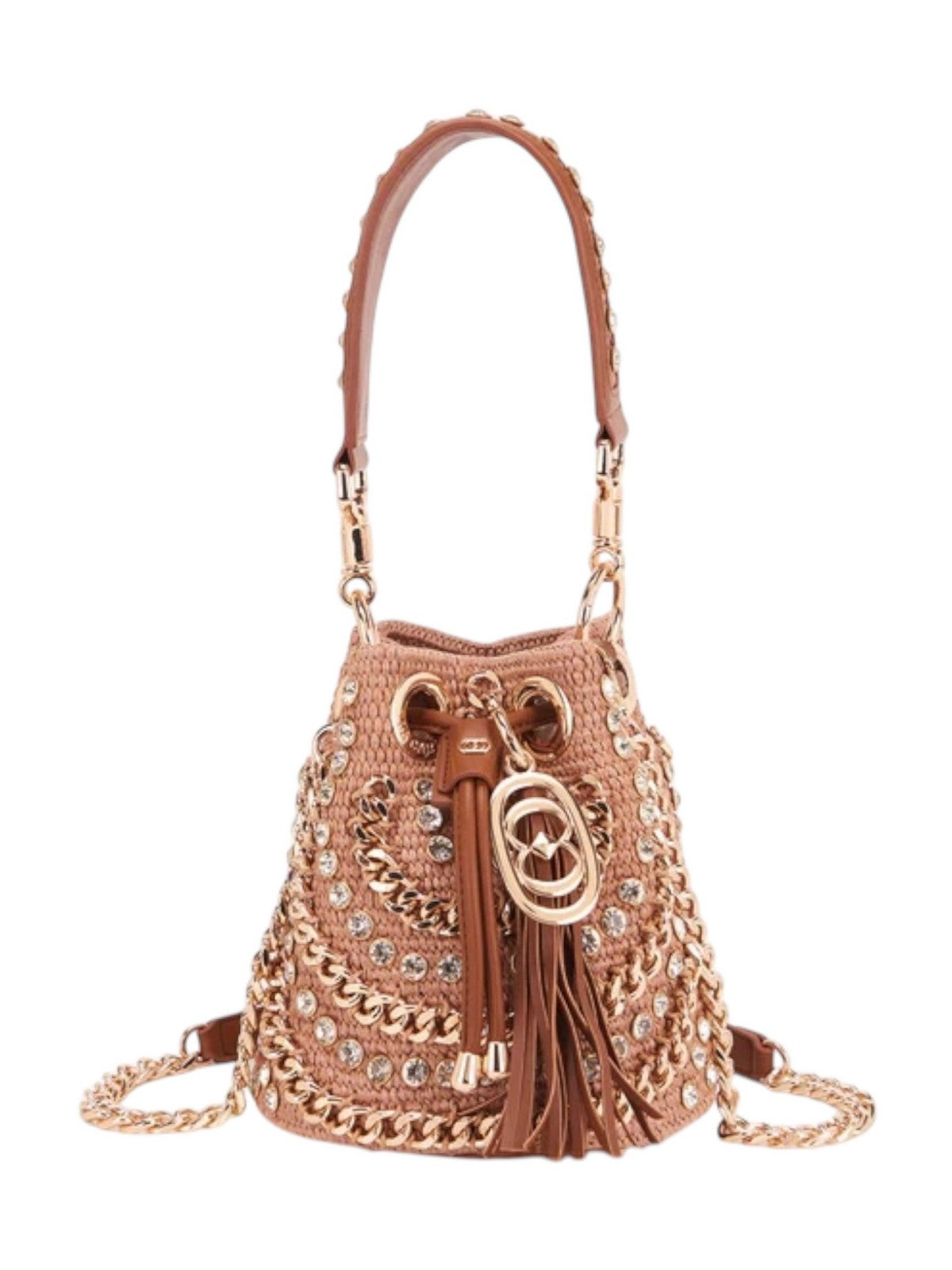 LA CARRIE Borsa Donna MIRROR SMALL BUCKET RAPHIA +SYNT. 151C-ES-100 RSY/CUO Marrone gioboutiqueweb