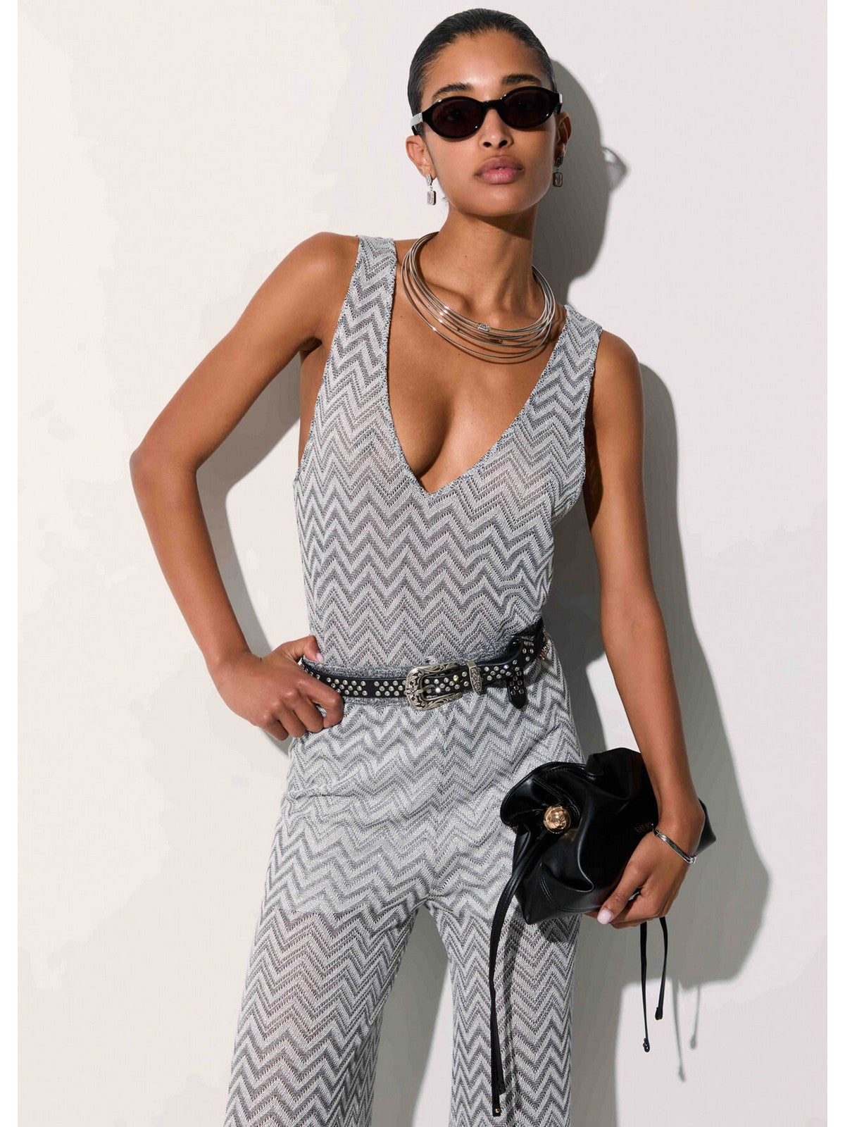 LIU JO BEACHWEAR Canotta Donna VA6175J3878 C3887 Nero/silver lux gioboutiqueweb
