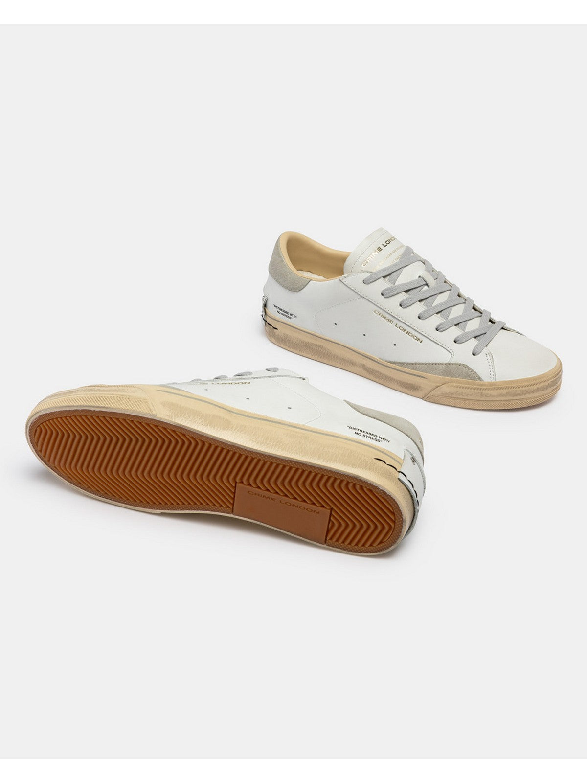 CRIME LONDON Sneaker Uomo DISTRESSED 2.0 LIGHT GREY 19053PP8 10 WHITE gioboutiqueweb