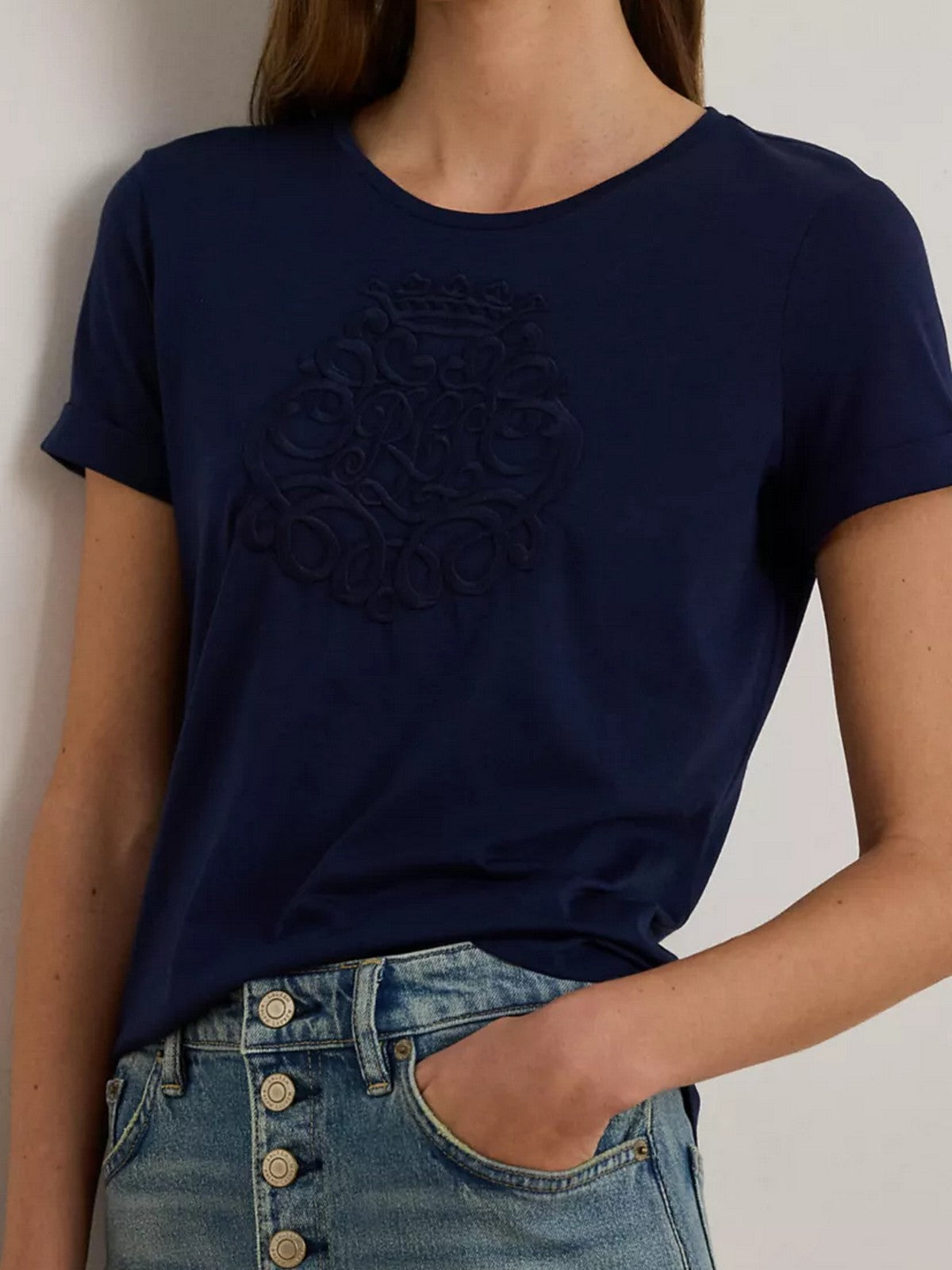 LAUREN RALPH LAUREN T-shirt Donna HAILLY-SHORT SLEEVE-T-SHIRT 200P03753 002 REFINED NAVY gioboutiqueweb