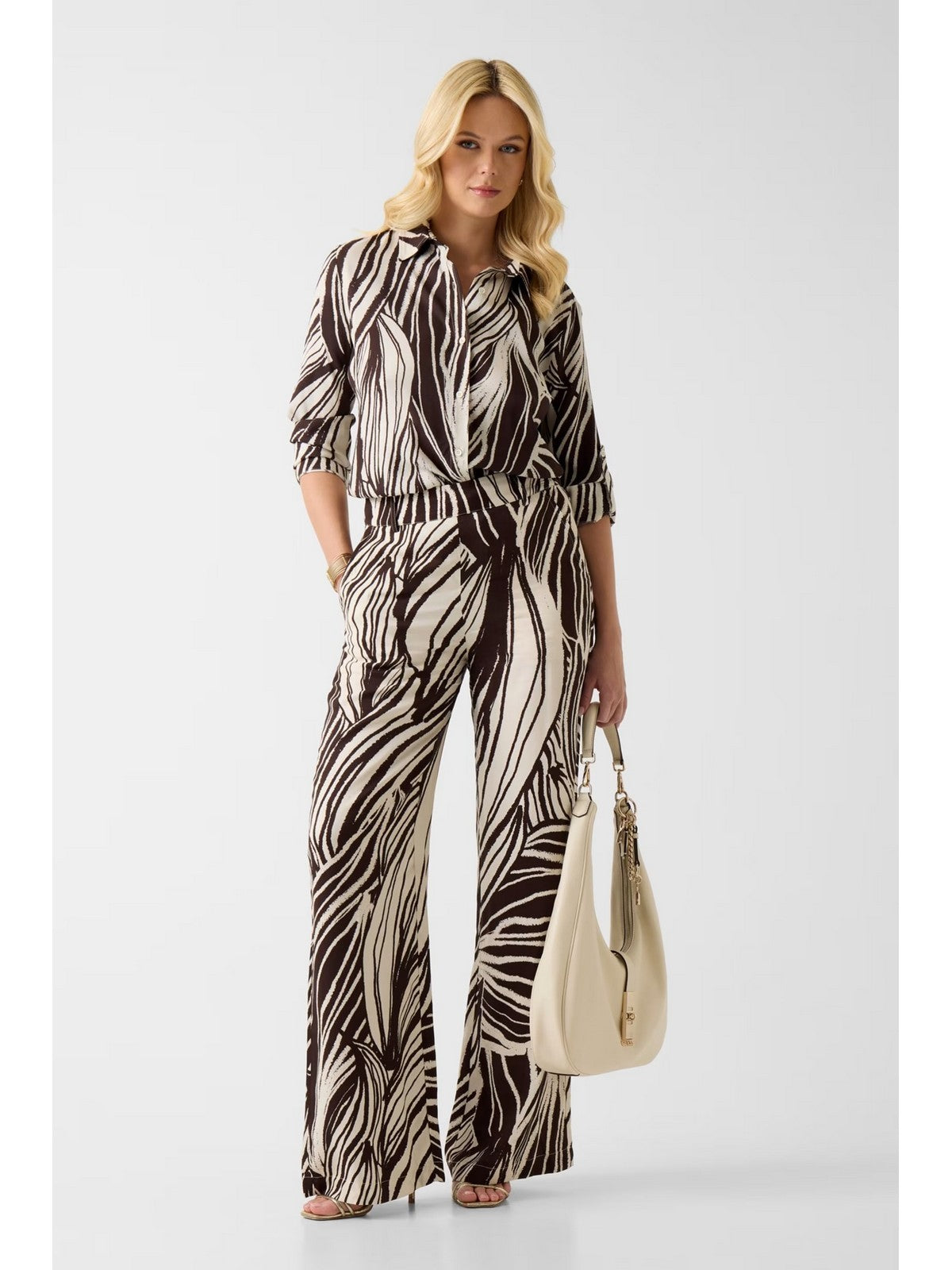 GUESS Pantalone Donna BASTIENNE WIDE LEG TROUSER W6GB19 W1972 PMIC WILD ESCAPE PRINT gioboutiqueweb
