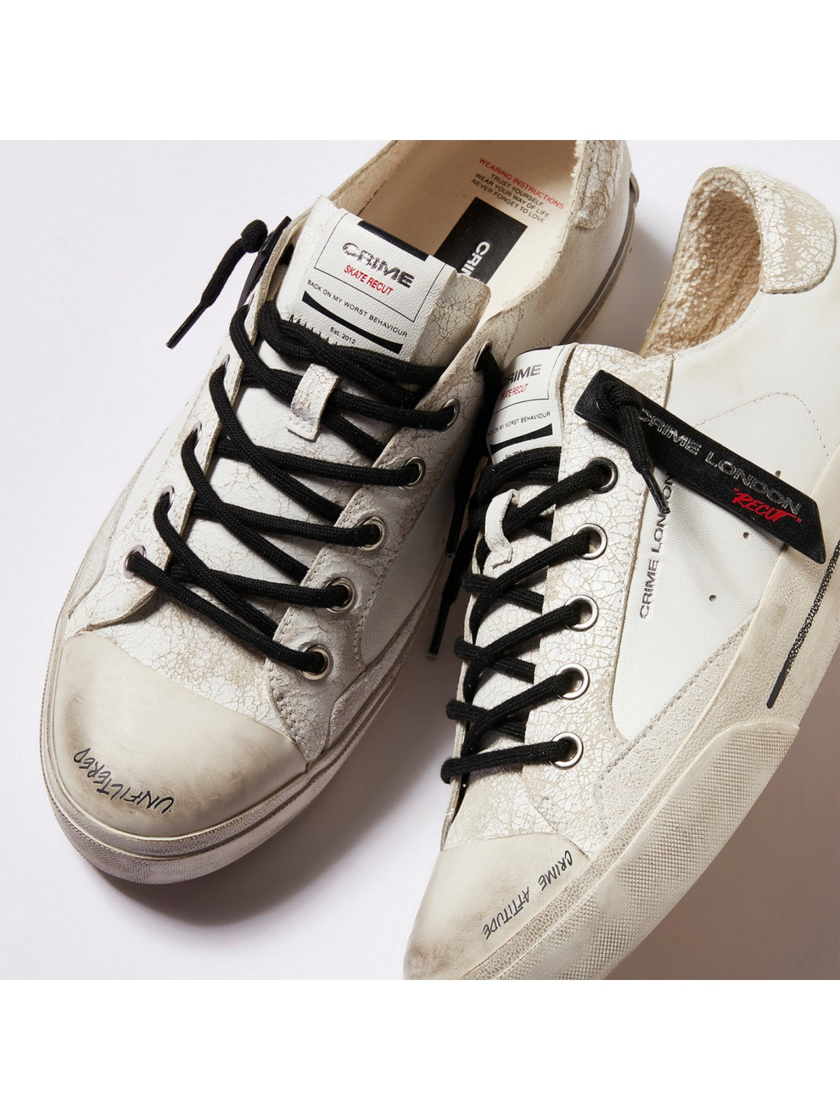 CRIME LONDON Sneaker Uomo RECUT LOW WORE YESTERDAY 14130PP7 10 WHITE gioboutiqueweb