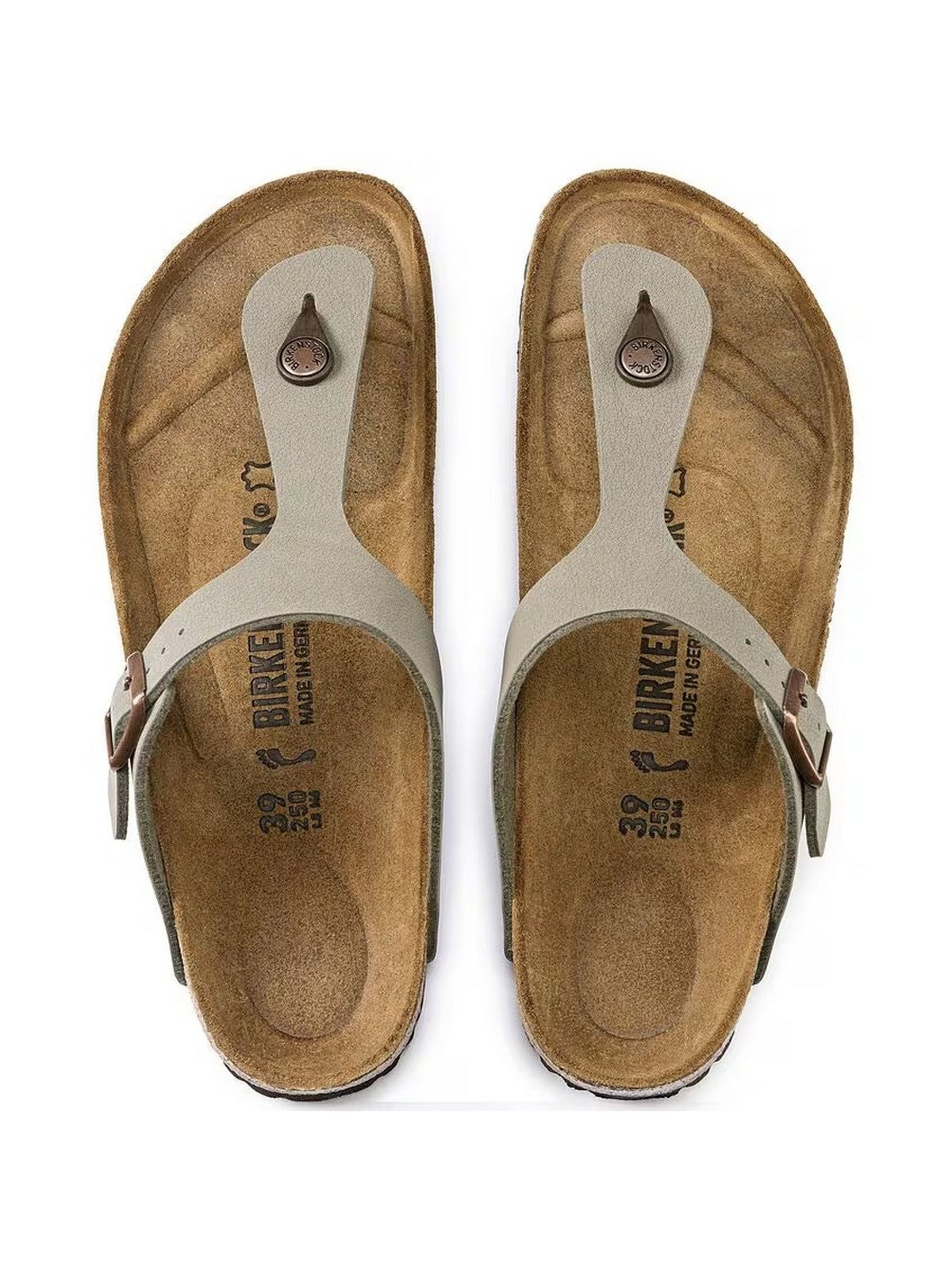 BIRKENSTOCK Sandalo Unisex adulto Gizeh stone, Birkibuc 043391 Grigio gioboutiqueweb