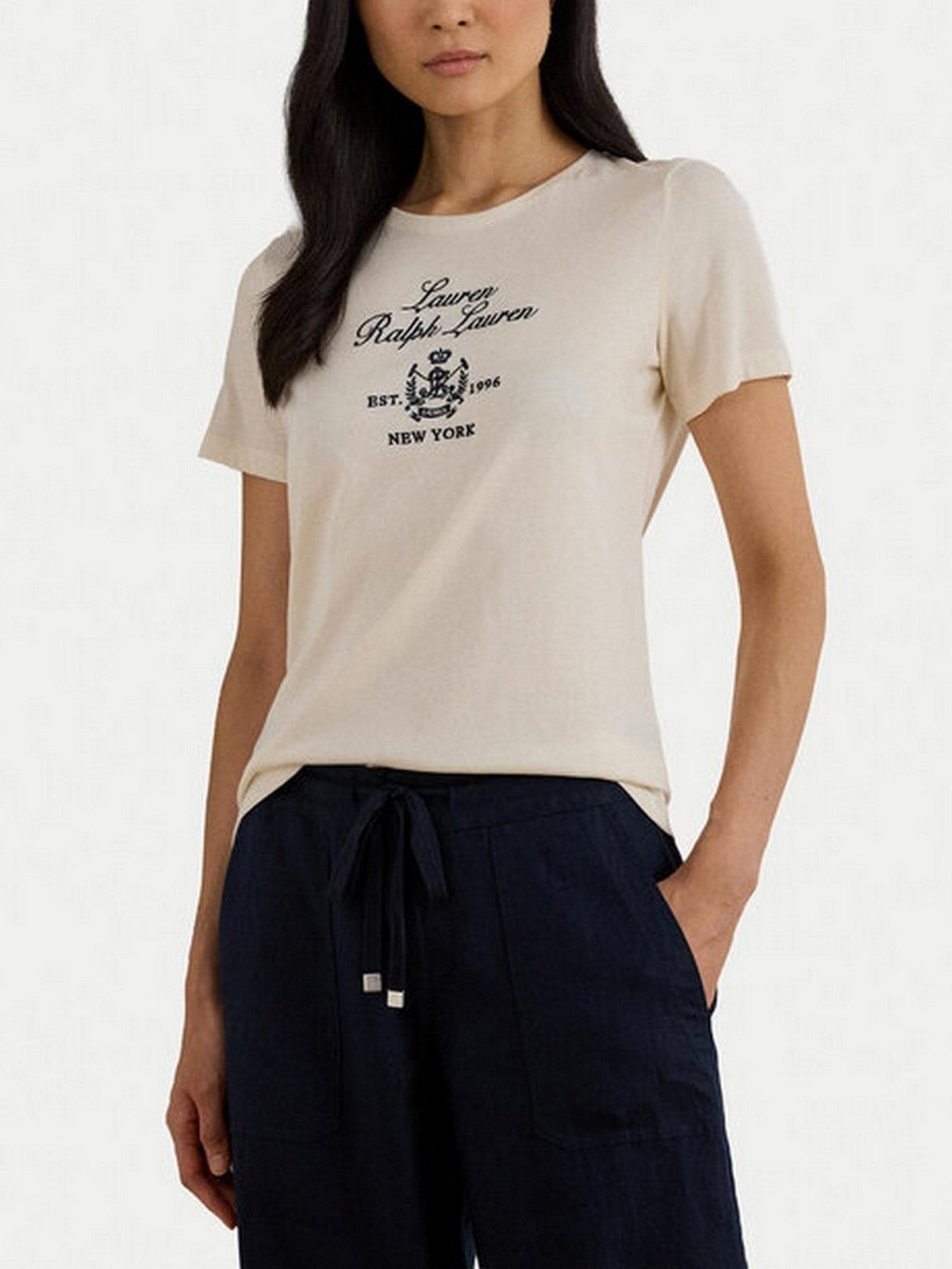 LAUREN RALPH LAUREN T-shirt Donna KATLIN-SHORT SLEEVE-T-SHIRT 200P03725 002 MASCARPONE CREAM gioboutiqueweb