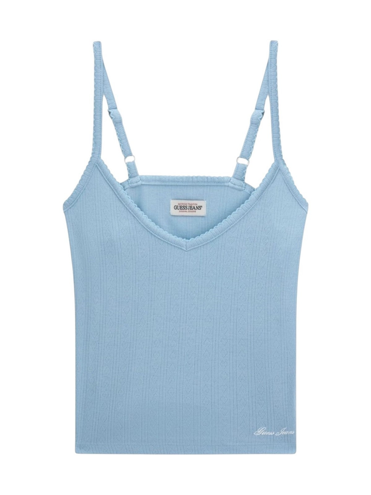 GUESS Top Donna GJ POINTELLE CAMI W6GPB5 KG372 G7K2 FOG BLUE gioboutiqueweb