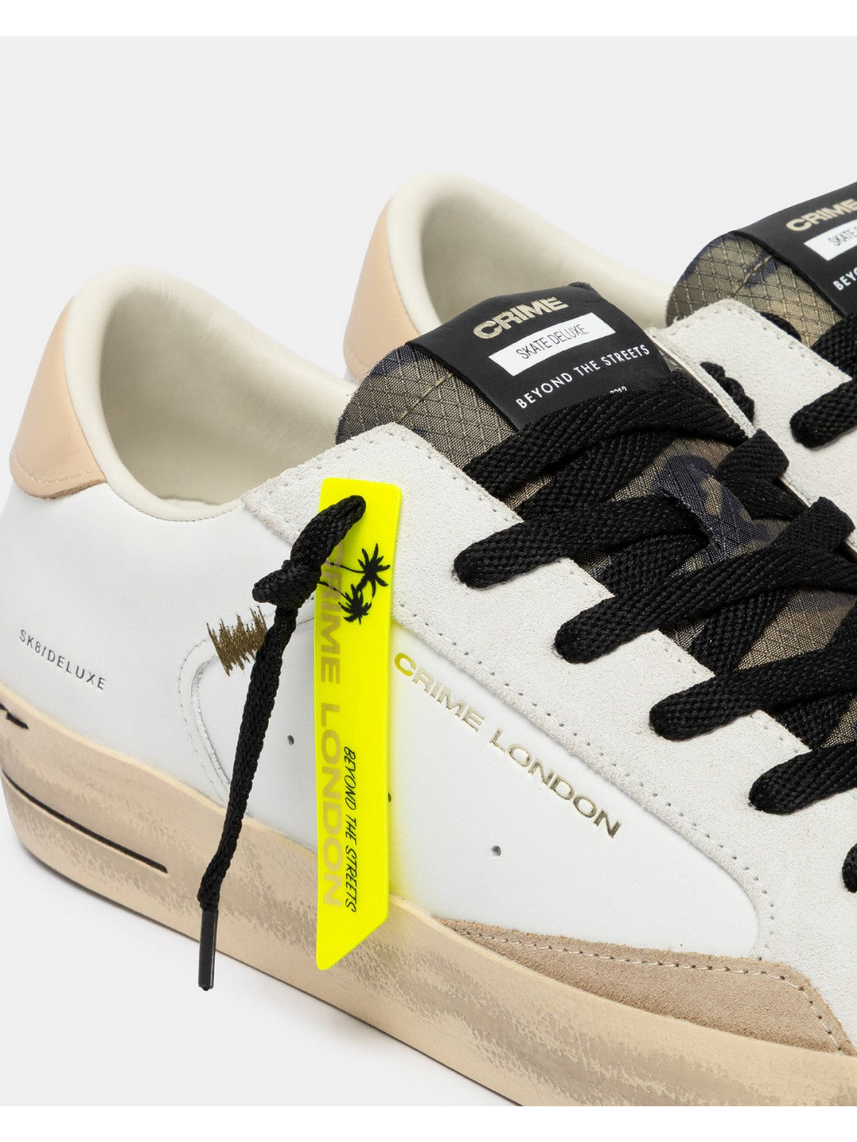 CRIME LONDON Sneaker Uomo SK8 DELUXE DUNE DRIFT 19104PP8 10 WHITE gioboutiqueweb