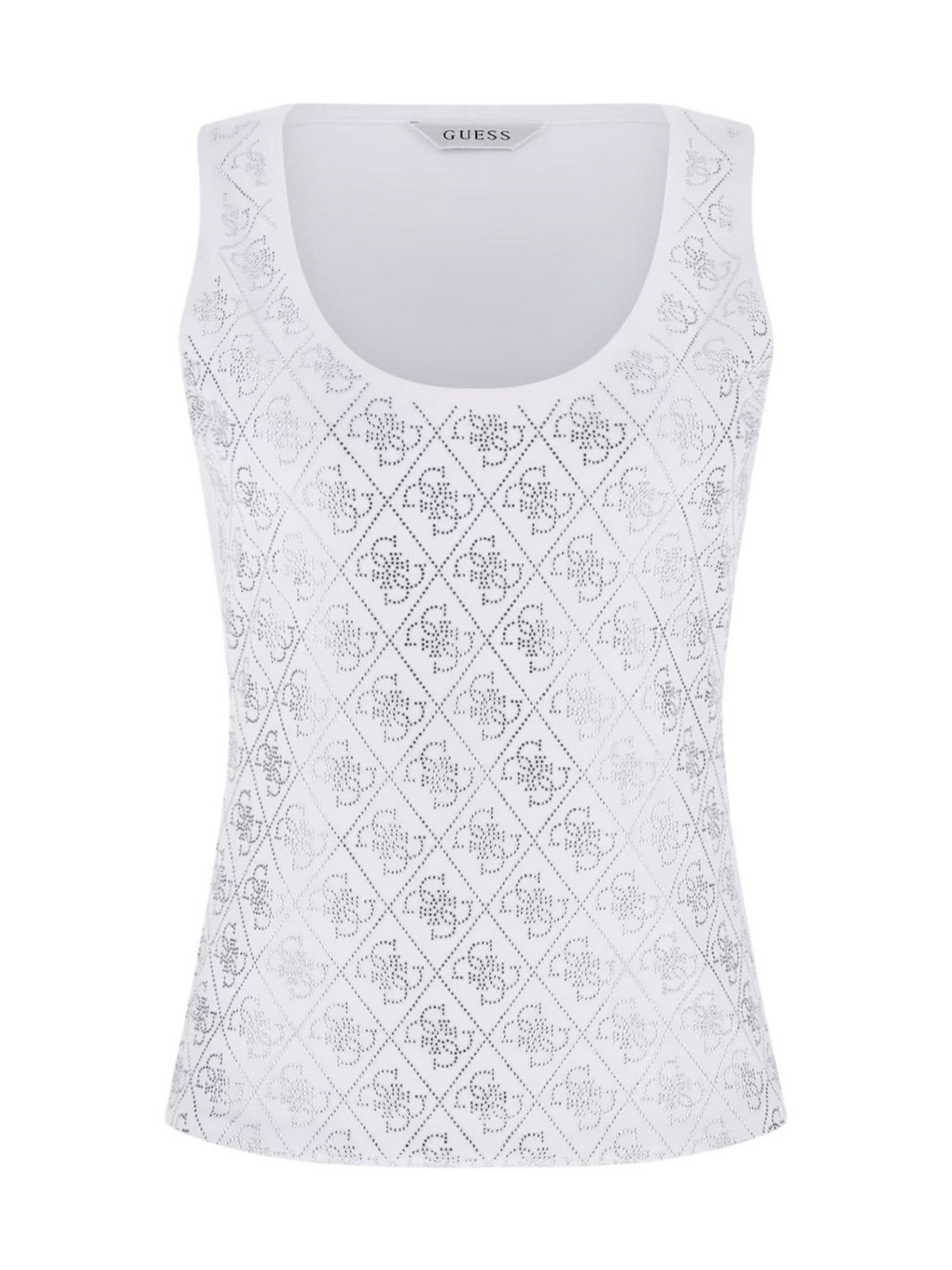 GUESS Canotta Donna SL 4G ALLOVER TANK TOP W6GP10 K2932 G011 PURE WHITE gioboutiqueweb