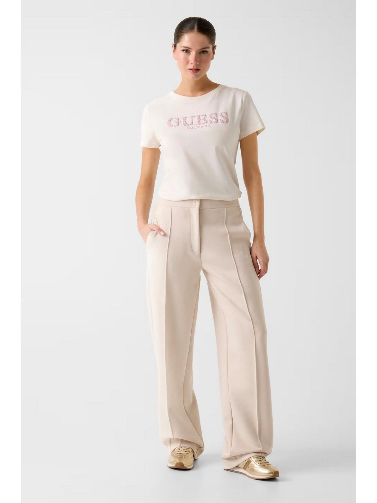 GUESS SPORT T-shirt Donna GIUDITTA CN SS T-SHIRT V6RI11 J1314 G012 CREAM WHITE gioboutiqueweb