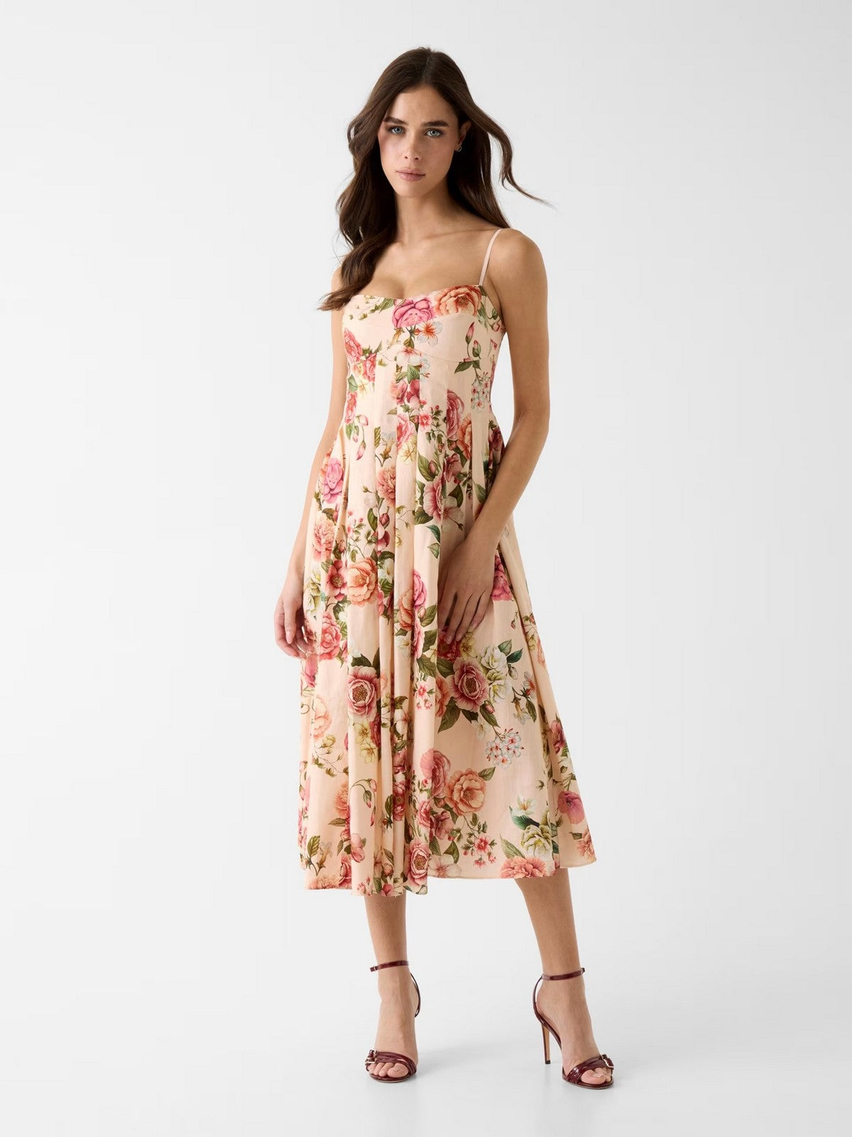 GUESS Abito Donna SL BRIA LINEN DRESS W6GKAF W2558 PMM9 COSMIC PEONY PRINT gioboutiqueweb