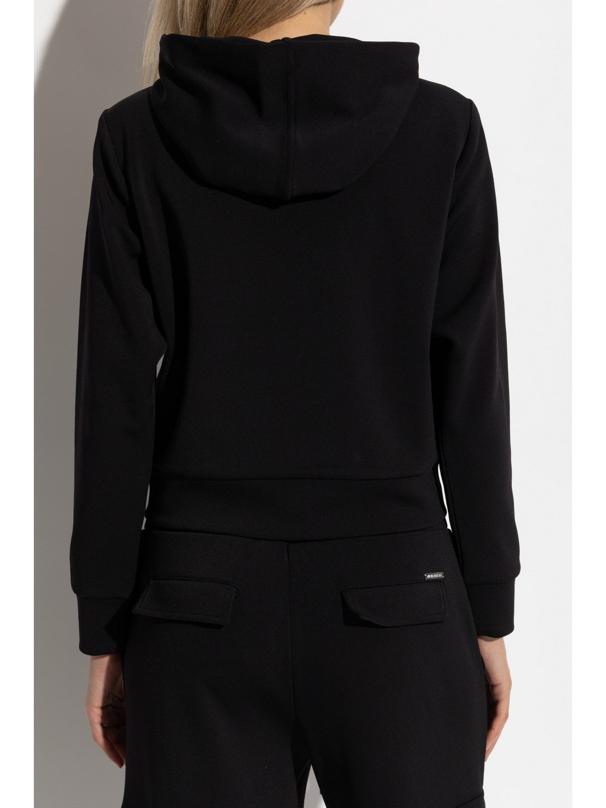 MICHAEL KORS Felpa Donna SHLDR PAD CROP ZIP HDIE MT551SSE45 001 BLACK gioboutiqueweb