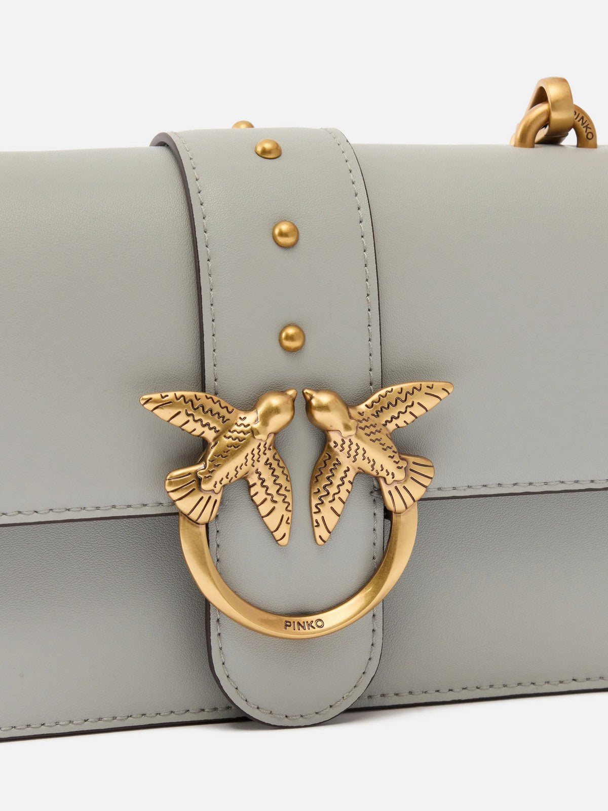 PINKO Borsa Donna LOVE ONE MINI ST. CL VITELLO S 105856-A0F1 K32Q GRIGIO PERLA-ANTIQUE GOLD gioboutiqueweb