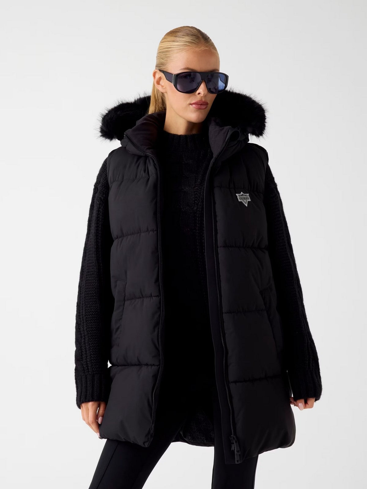 GUESS Gilet Donna KATRINA SKI HOODY VEST W5BL81 W3282 JBLK Jet Black A996