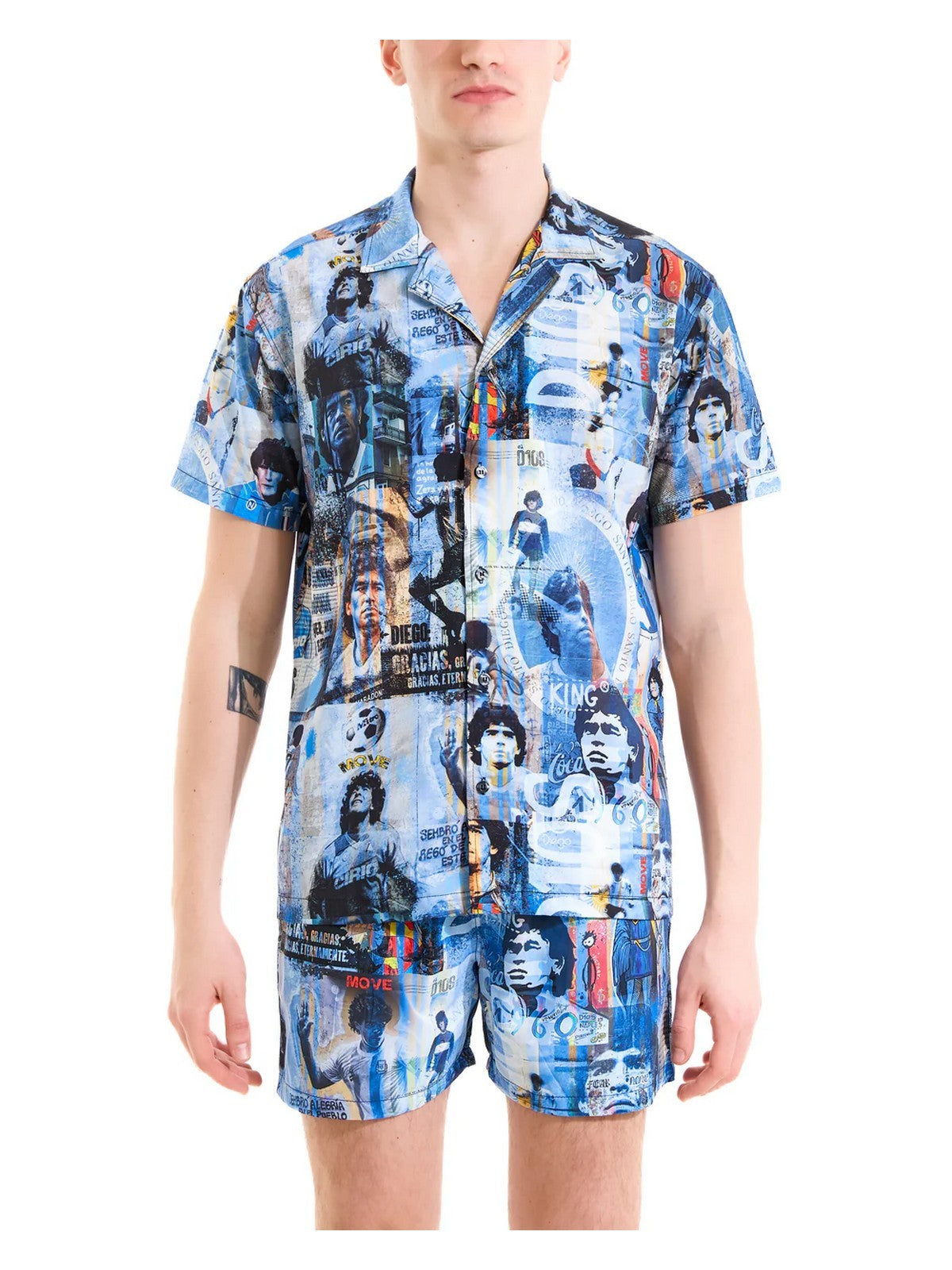 MOVE be different Camicia Uomo CAMICIA BOWLING D10S AZZURRO