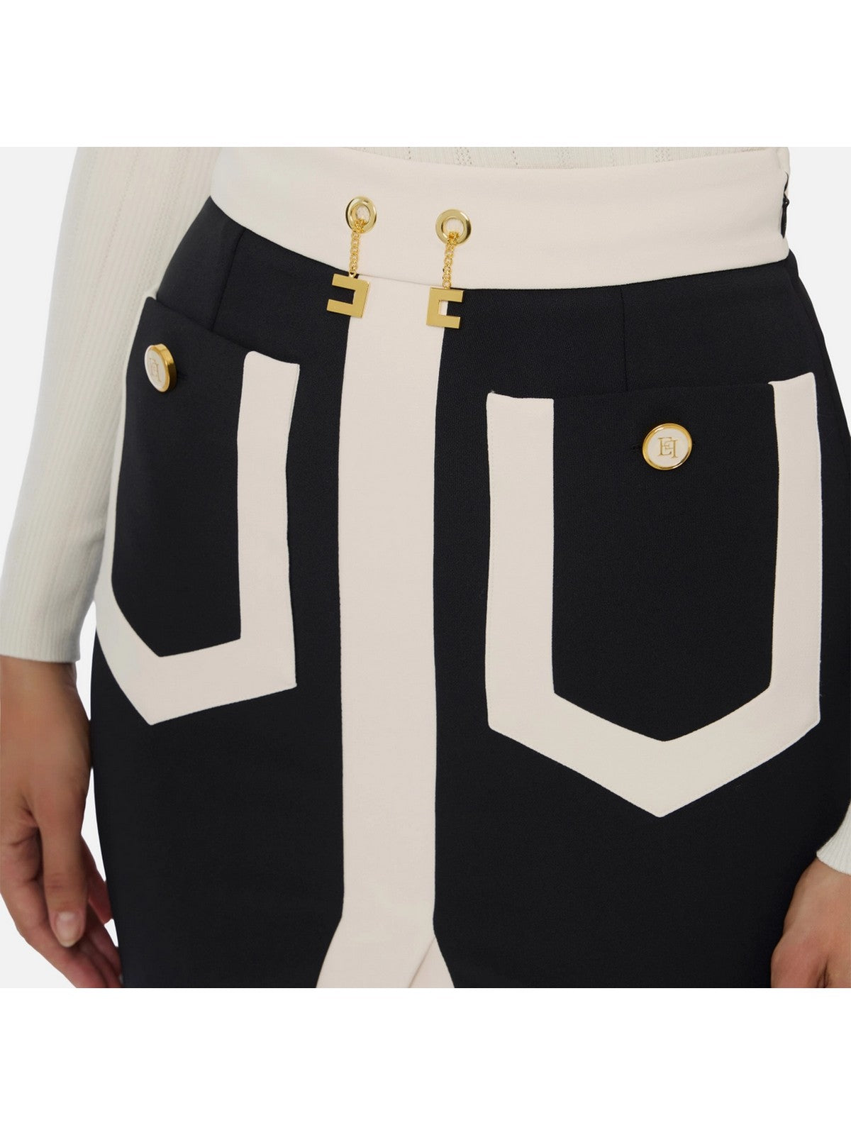 ELISABETTA FRANCHI Gonna Donna GOT0156E2 EF3 NERO/MILK gioboutiqueweb