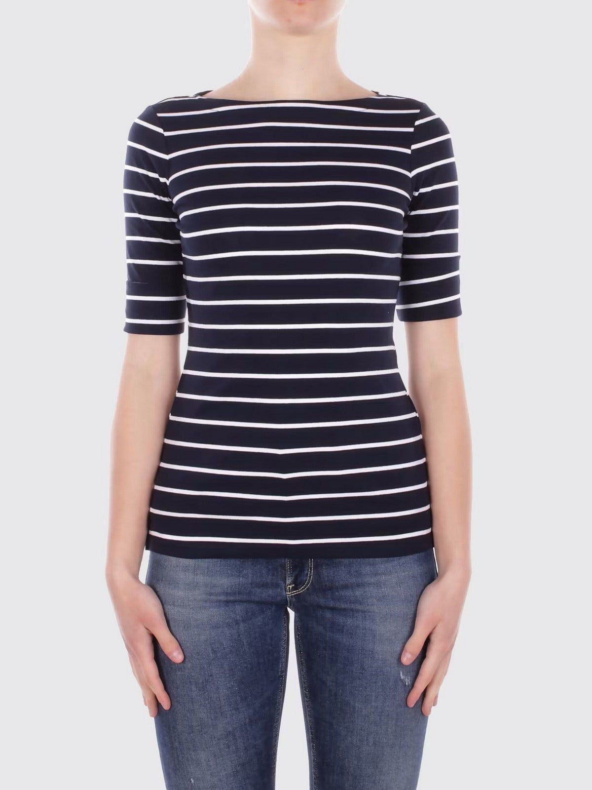 LAUREN RALPH LAUREN T-shirt Donna JUDY-ELBOW SLEEVE-KNIT 200701085 002 LAUREN NAVY/WHITE