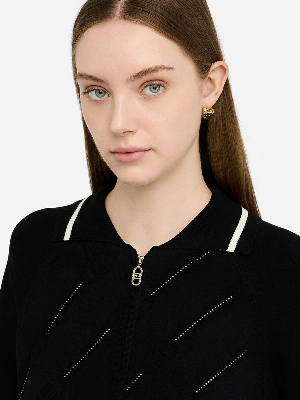 LIU JO SPORT Cardigan Donna TF5032MS63L 03N66 Nero/bianco latte