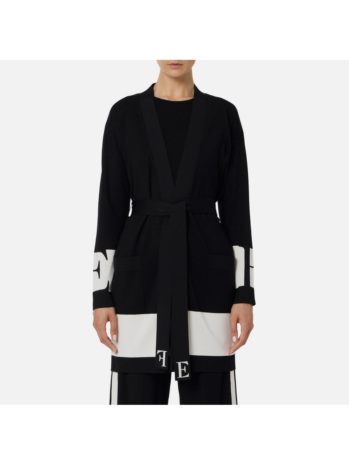 ELISABETTA FRANCHI Cardigan Donna MK02S56E2 EF3 NERO/MILK gioboutiqueweb
