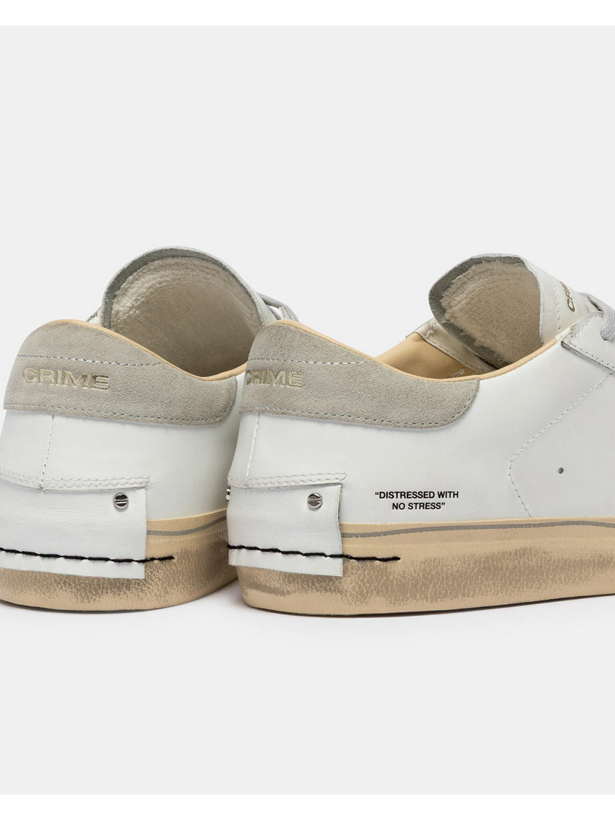 CRIME LONDON Sneaker Uomo DISTRESSED 2.0 LIGHT GREY 19053PP8 10 WHITE gioboutiqueweb