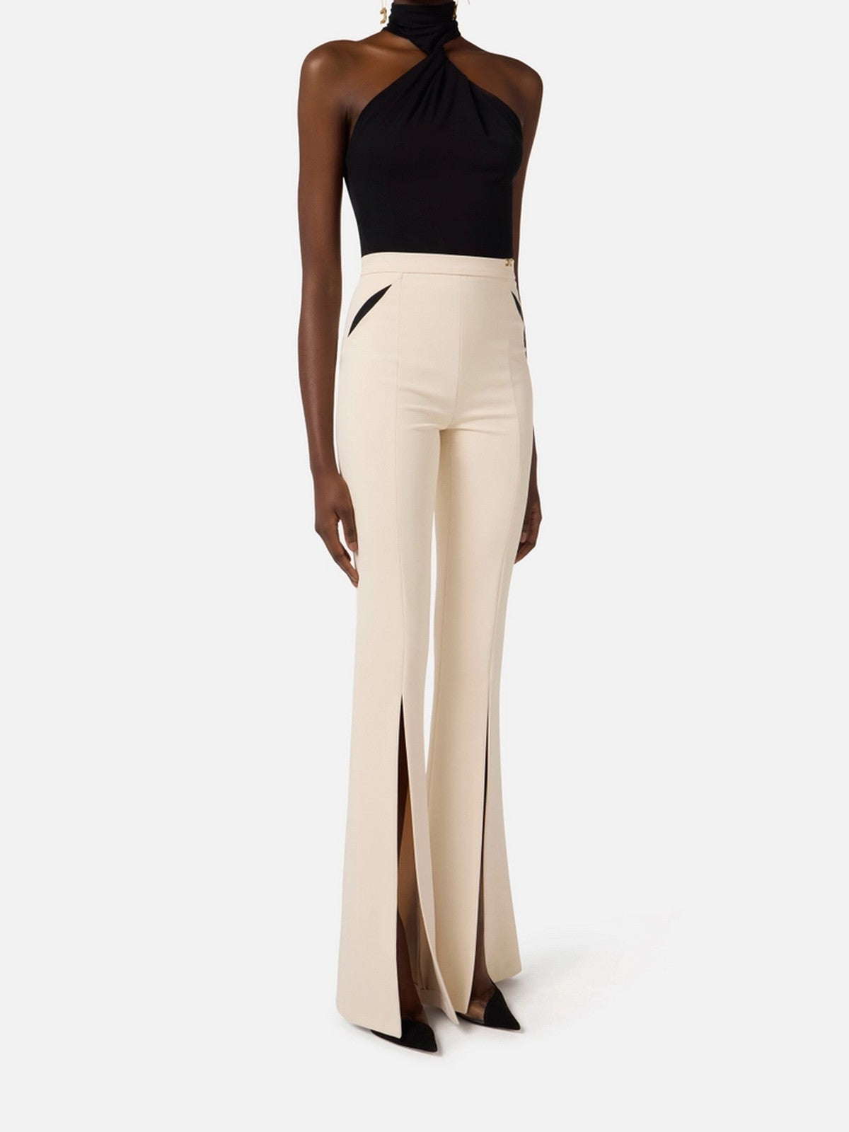 ELISABETTA FRANCHI Pantalone Donna PA15961E2 E84 BURRO/NERO gioboutiqueweb