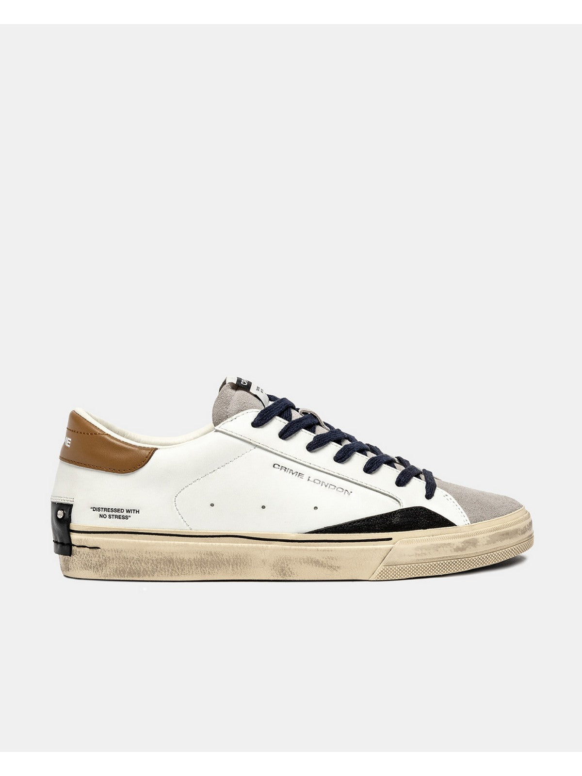 CRIME LONDON Sneaker Uomo DISTRESSED 2.0 OAK SMOKE 11070AA8 10 WHITE gioboutiqueweb