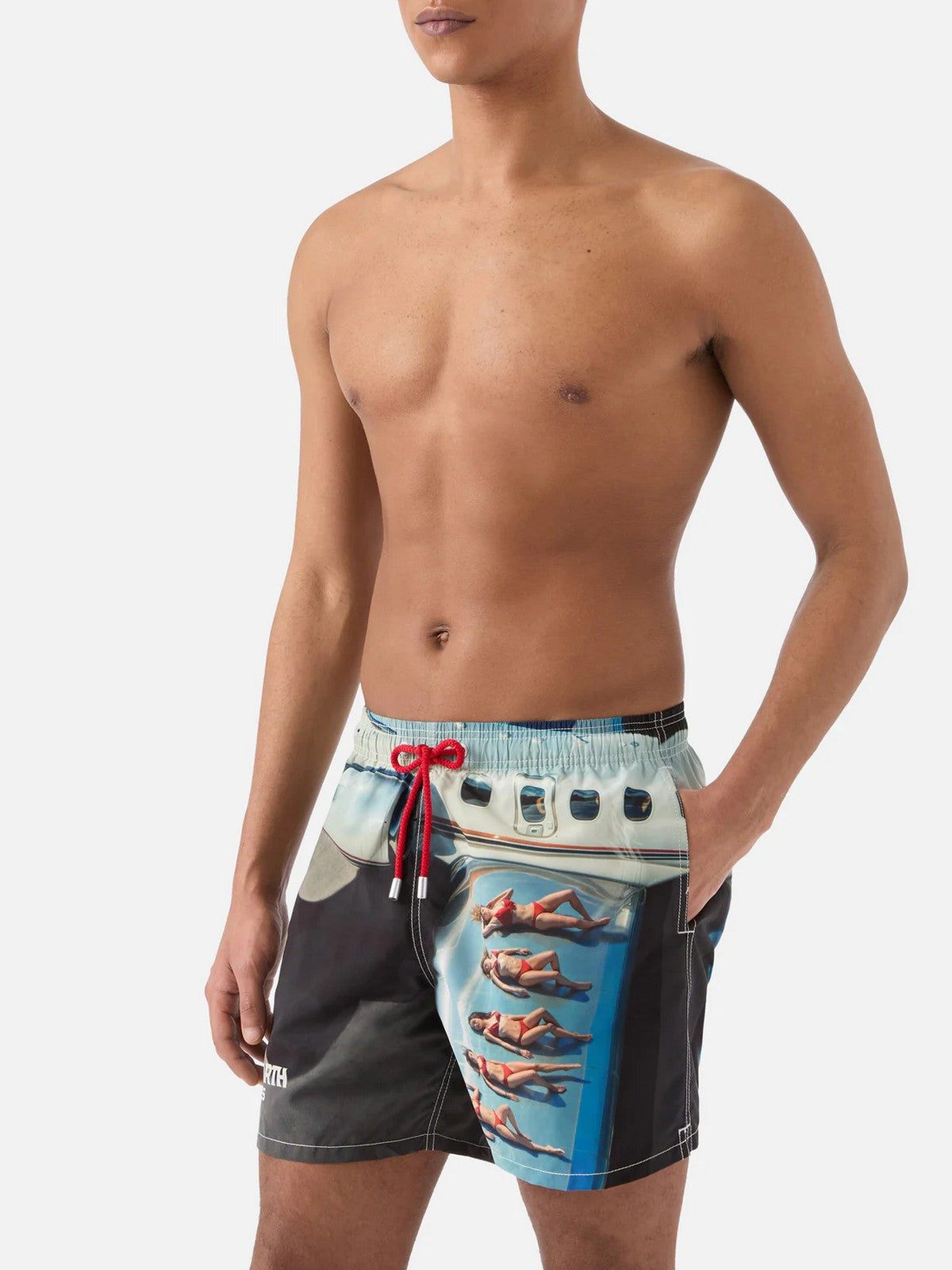 MC2 SAINT BARTH Costume da bagno Uomo GUSTAVIA PLACED PRINT 01718L RD SB AIRLINES 01