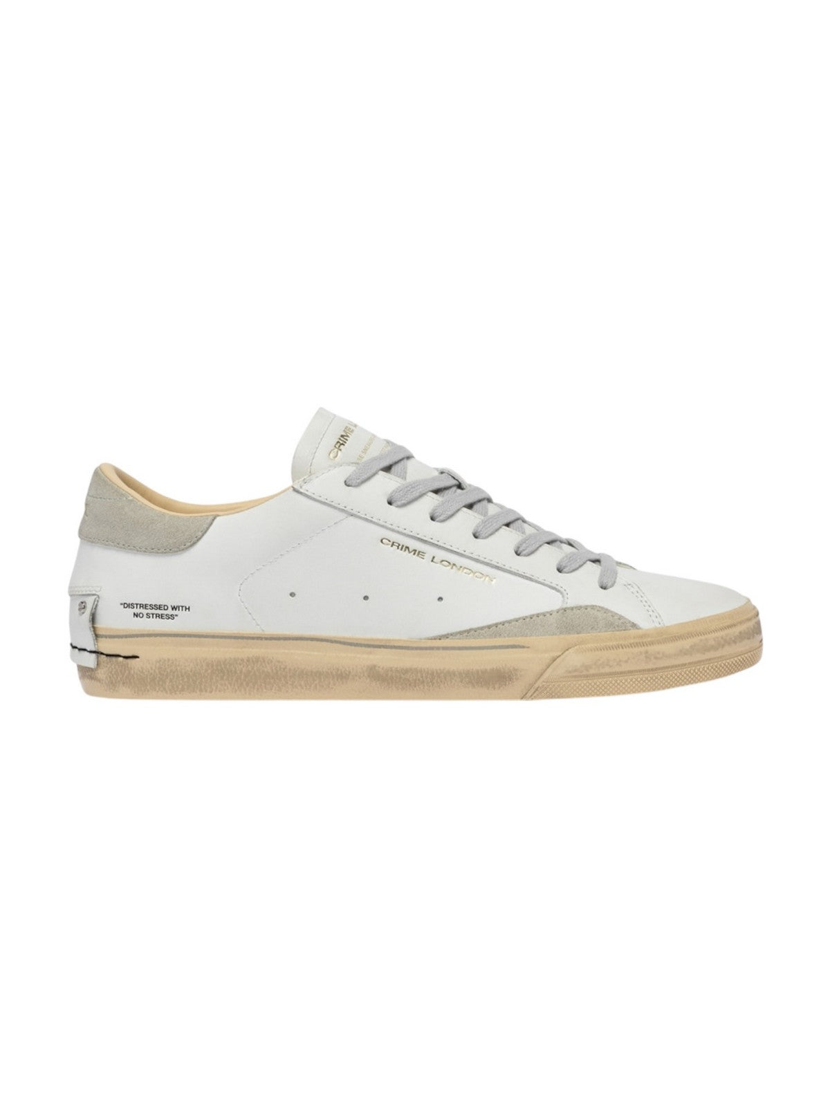 CRIME LONDON Sneaker Uomo DISTRESSED 2.0 LIGHT GREY 19053PP8 10 WHITE gioboutiqueweb