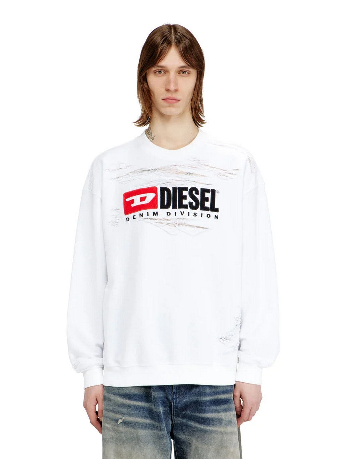 DIESEL Felpa Uomo S-BOXT-V1 FELPA A22014 0PLAI 100 100 - WHITE