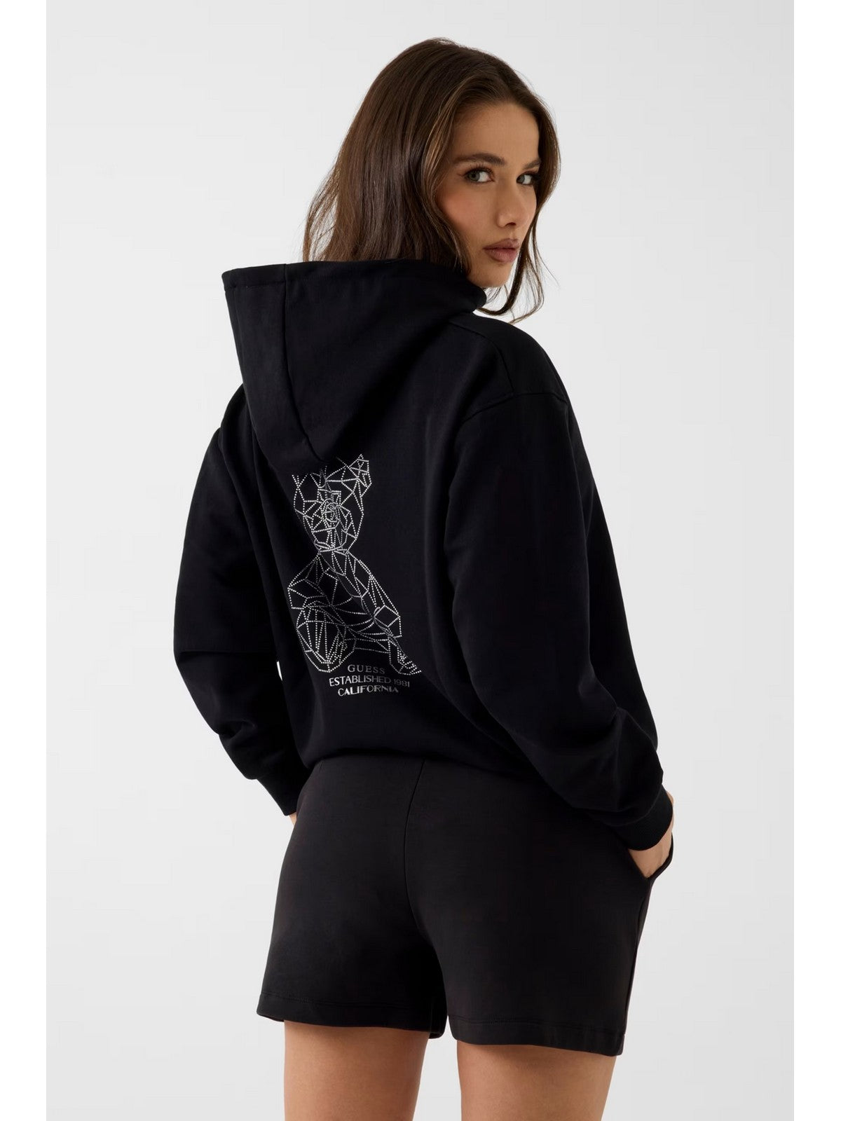GUESS SPORT Felpa Donna SILVY HOODIE V6GQ18 K3513 JBLK Jet Black A996 gioboutiqueweb