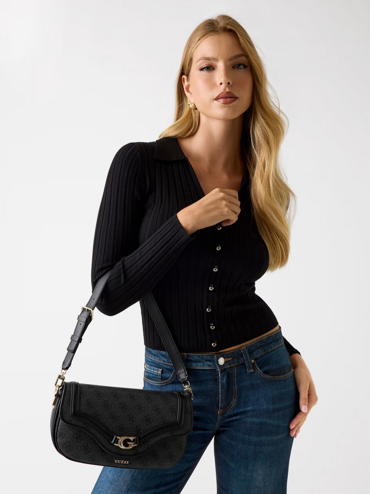 GUESS Borsa Donna DEA FLAP SHOULDER BAG HWSG79 93200 CLO COAL LOGO gioboutiqueweb