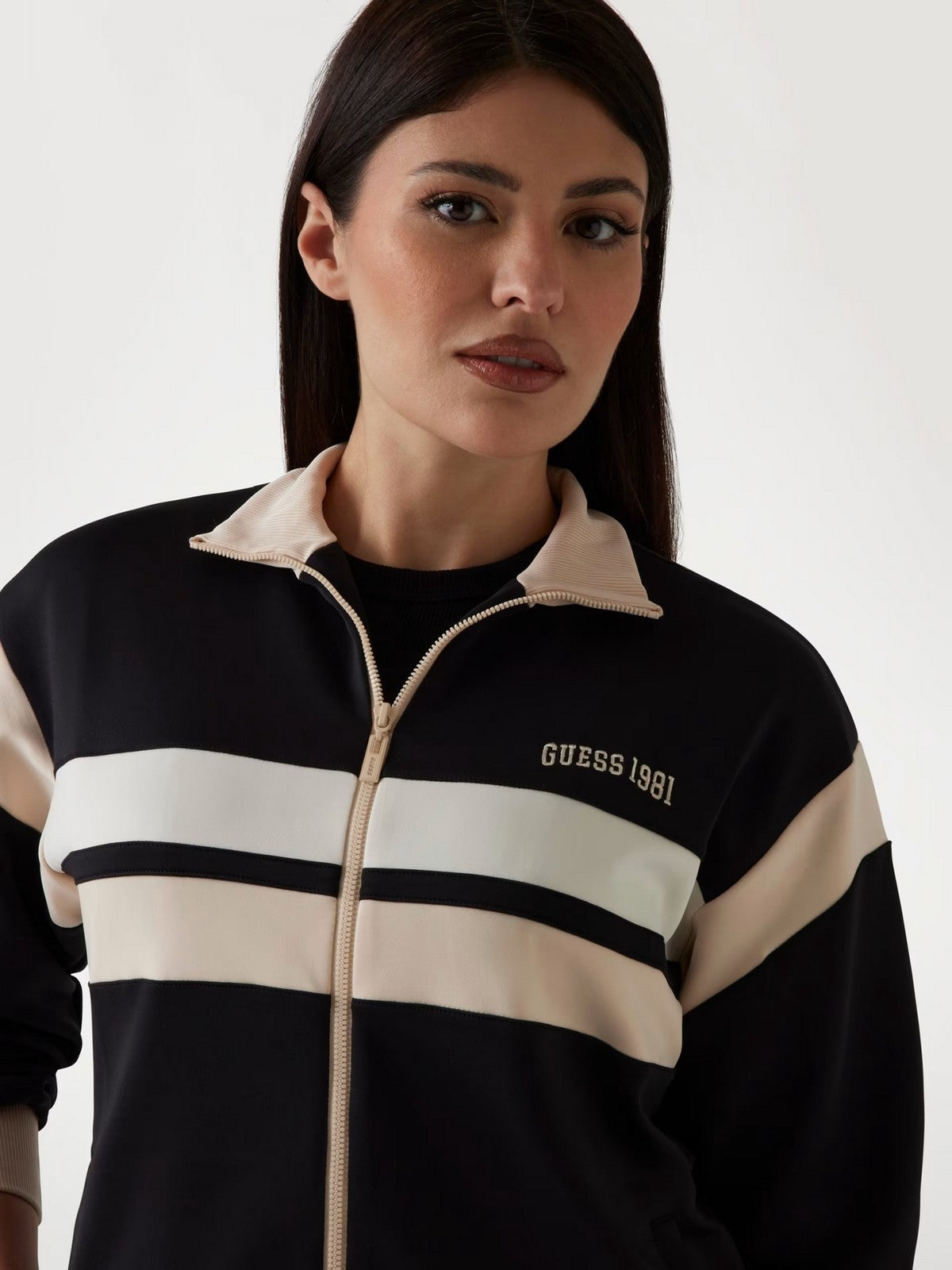 GUESS SPORT Felpa Donna SUZANNE FULL ZIP SWE V5RQ00 KCO72 G1I9 Nero gioboutiqueweb