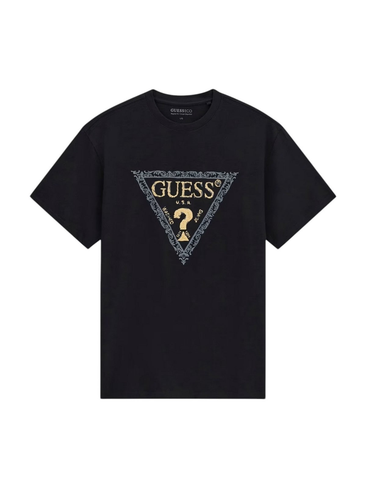 GUESS T-shirt Uomo SS CN GOLDEN TRIANGLE TEE M6RI15 I3Z14 JBLK Jet Black A996 gioboutiqueweb