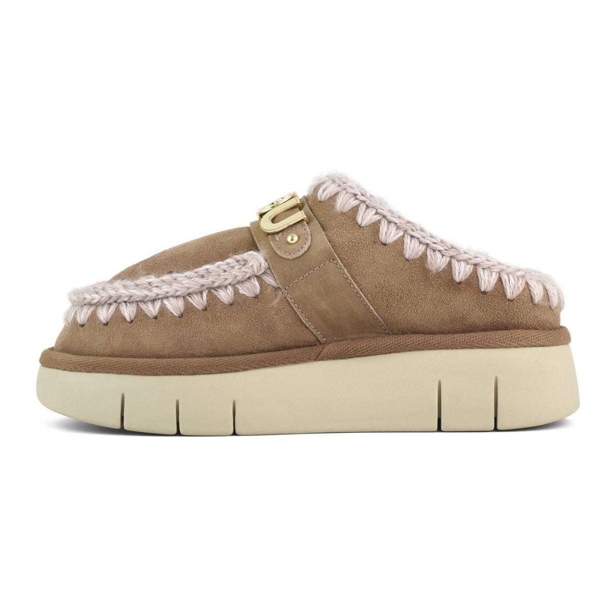 MOU Ciabatta Donna Bounce clog metal logo MU.FW531001A PKBRO Pink Brown gioboutiqueweb